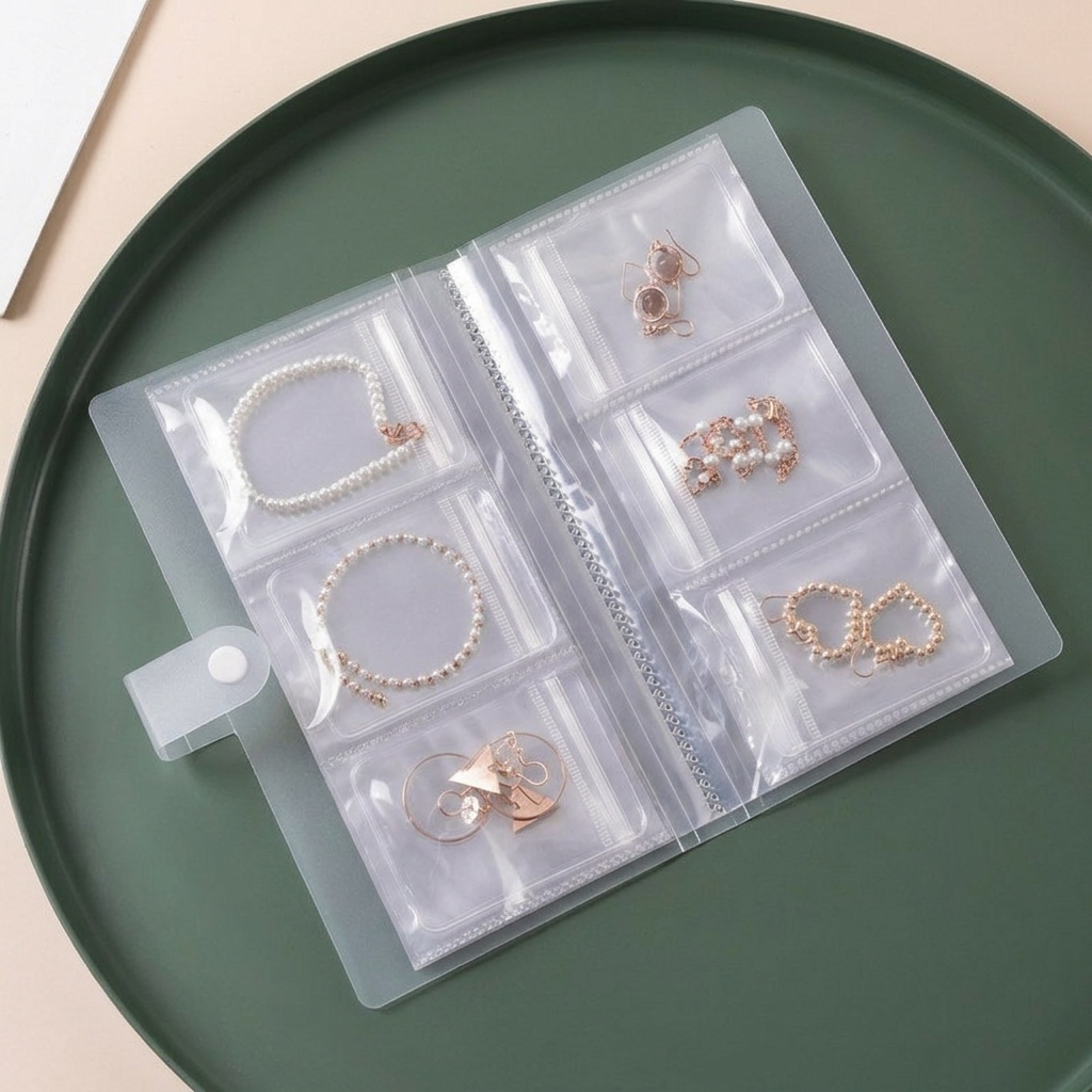 Small Clear PVC Jewelry Organizer Flip Booklet