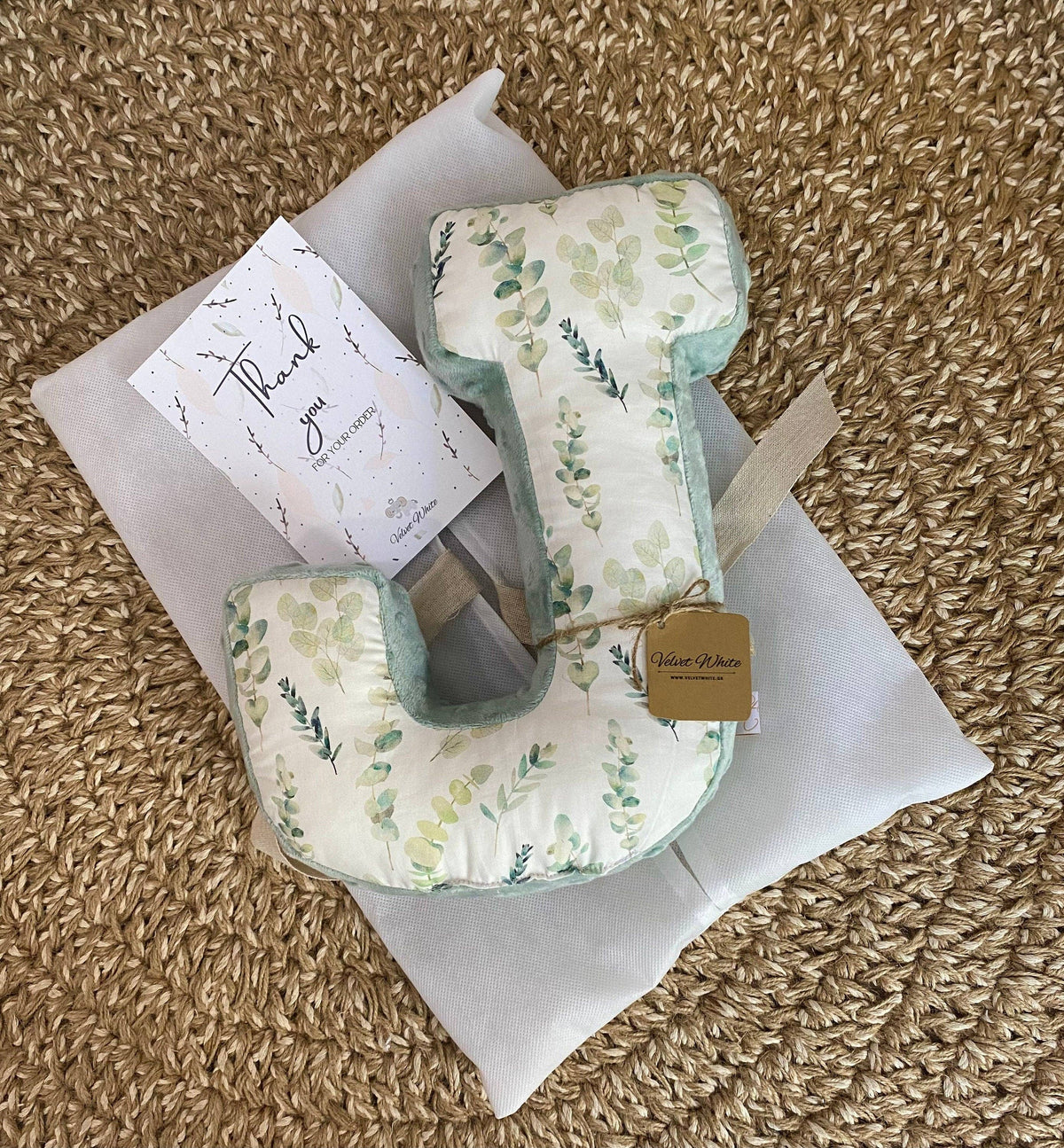 Personalized Letter A Pillow – Botanical Nursery Initial Cushion, Custom Monogram Baby Decor: P