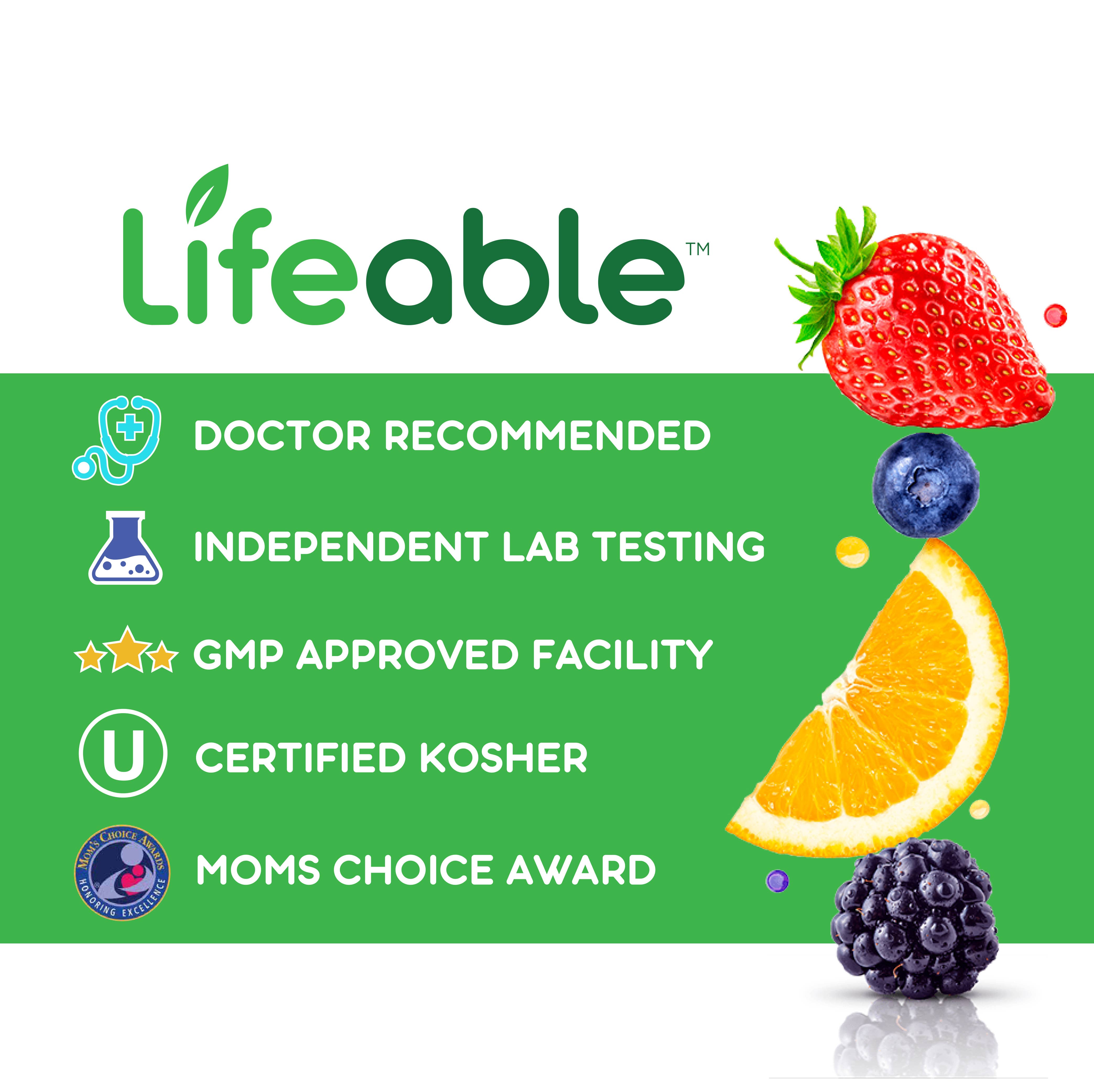 Lifeable Kids Multivitamin Gummies, Immunity And Metabolism: Mixed Fruit Flavor / 60 Gummies