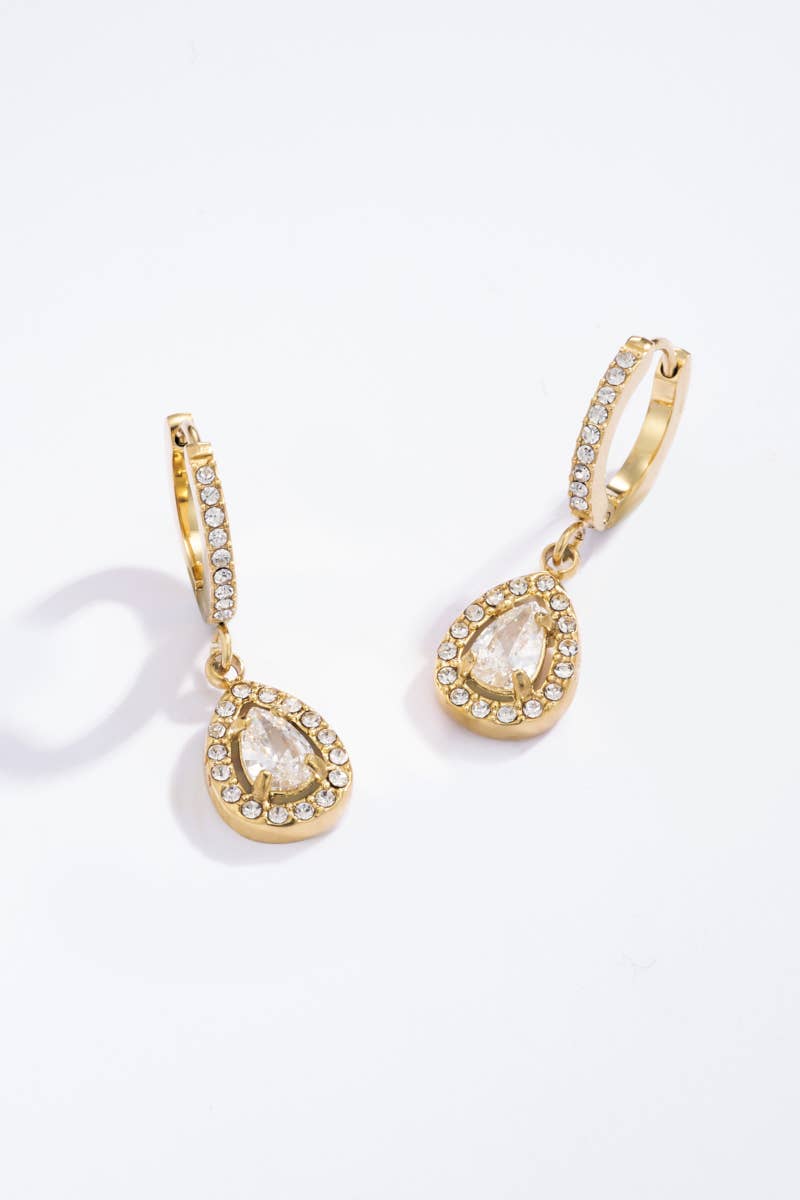124AQ48 rhinestone hoop earrings: Yellow gold