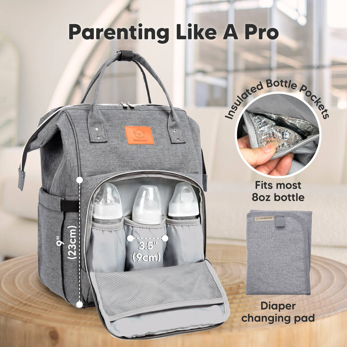 Original Diaper Bag Backpack, Baby Bags with Changing Pad: Classic Gray