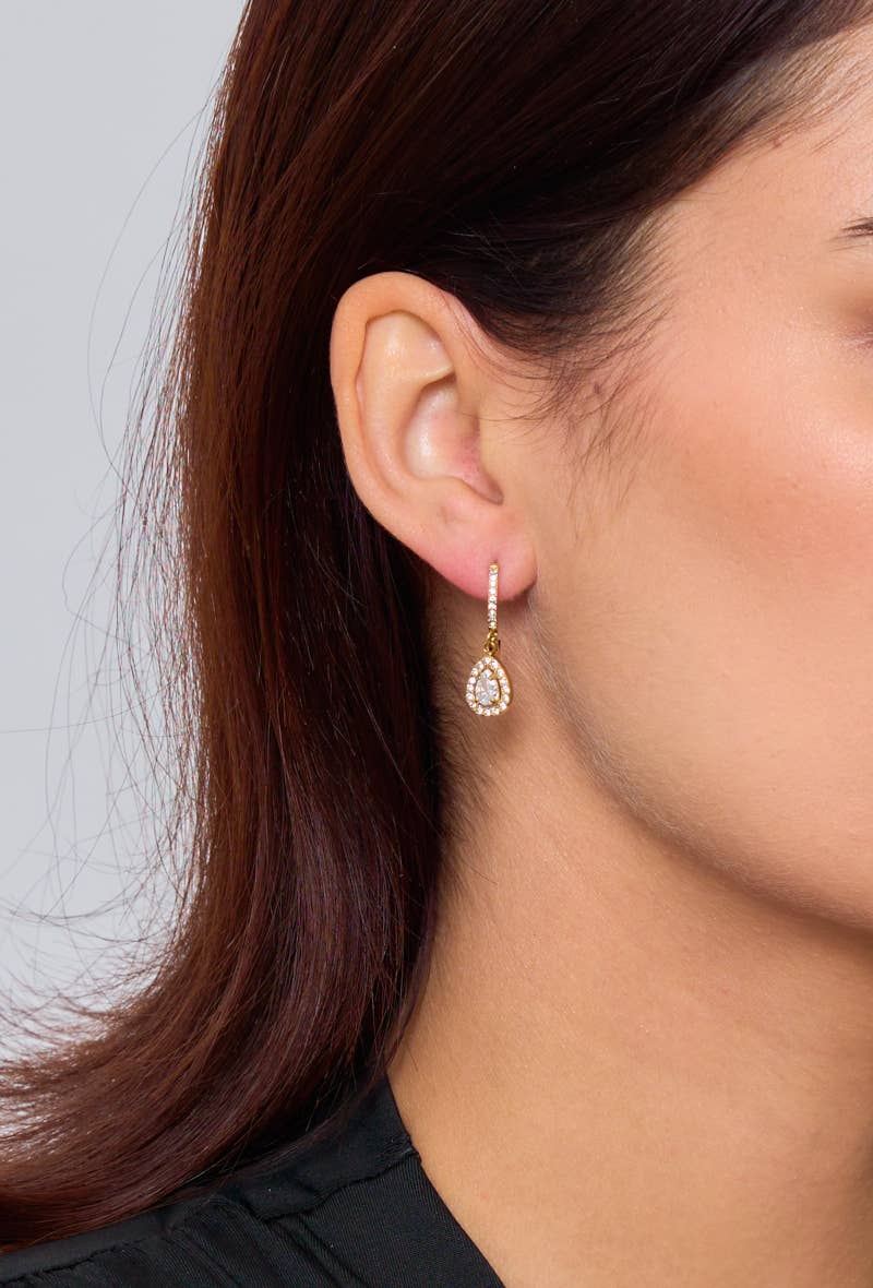 124AQ48 rhinestone hoop earrings: Yellow gold