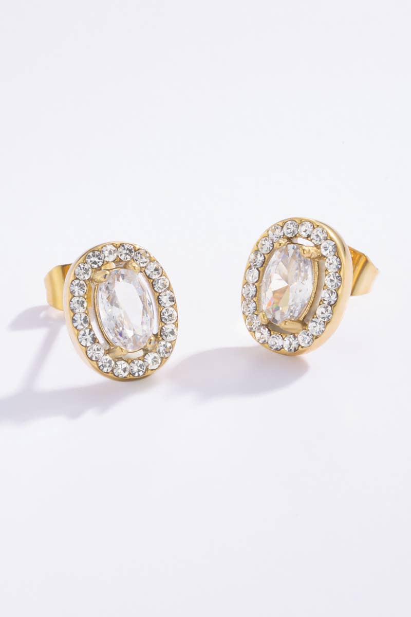 Rhinestone stud earrings 124AQ09: Yellow gold