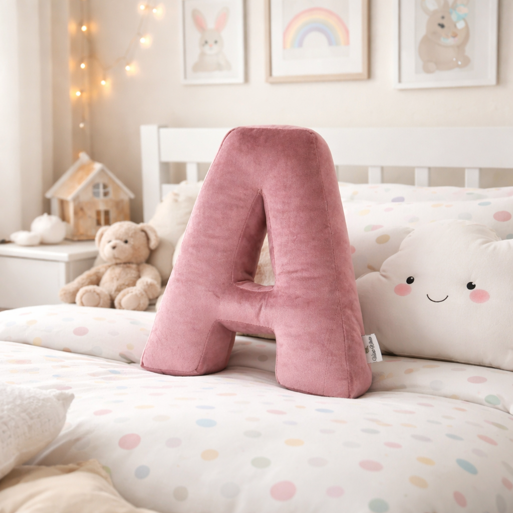 Personalized Letter Pillow – Pink Velvet Initial Nursery Cushion: A