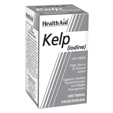 HealthAid Kelp Tablets - Natural iodine for thyroid and metabolism support.