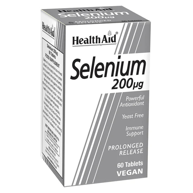 HealthAid Selenium 200mg Prolonged Release Tablets - Immune and antioxidant support supplement.