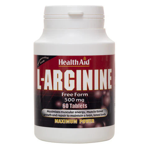 HealthAid L-Arginine 500mg Tablets - Cardiovascular and immune support.