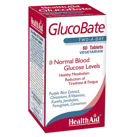 HealthAid GlucoBate Tablets - Supports blood sugar levels and energy metabolism.