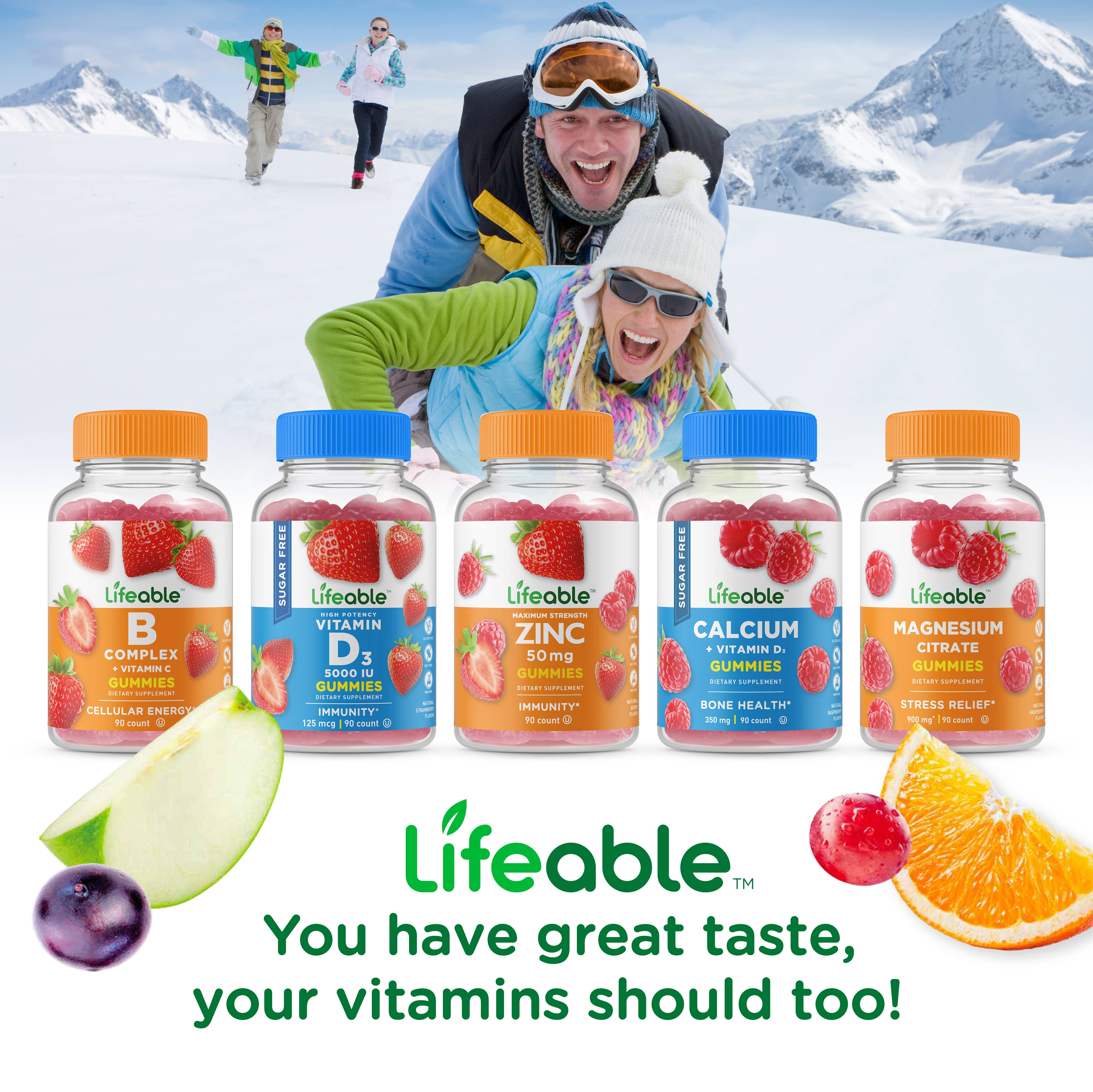 Lifeable Sugar Free Vitamin C 250 mg Gummies, Immune Boost: Orange Flavor / 60 Gummies
