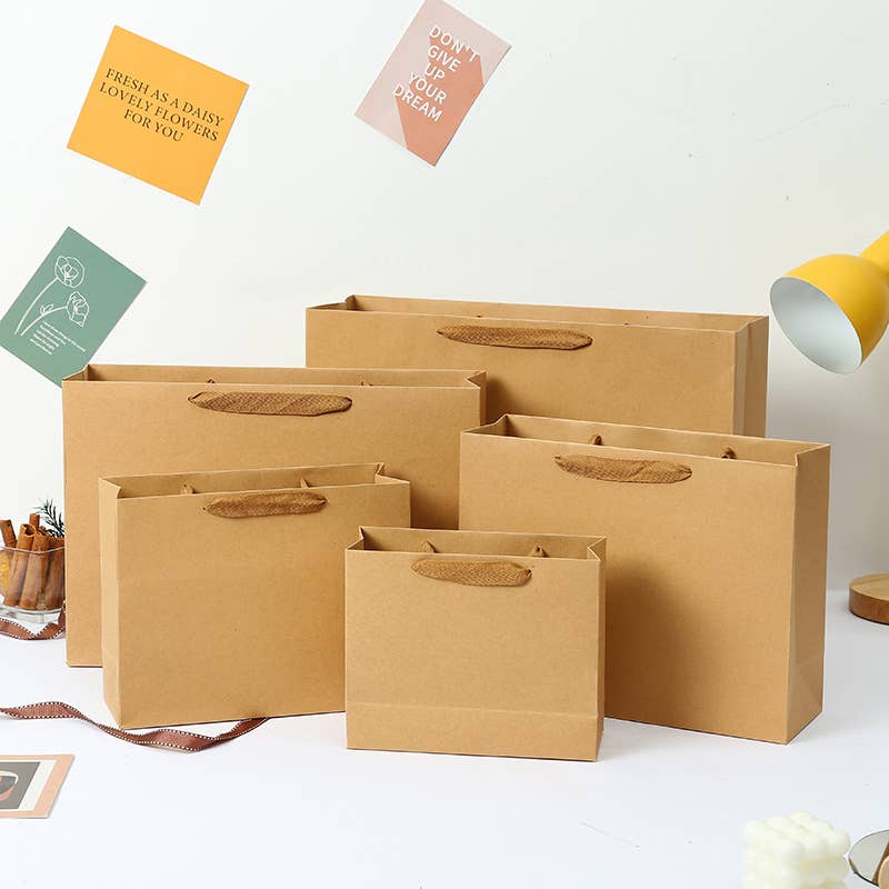 10pc, Horizontal Brown Thick Kraft Paper Gift Bag w/ tissue: H2