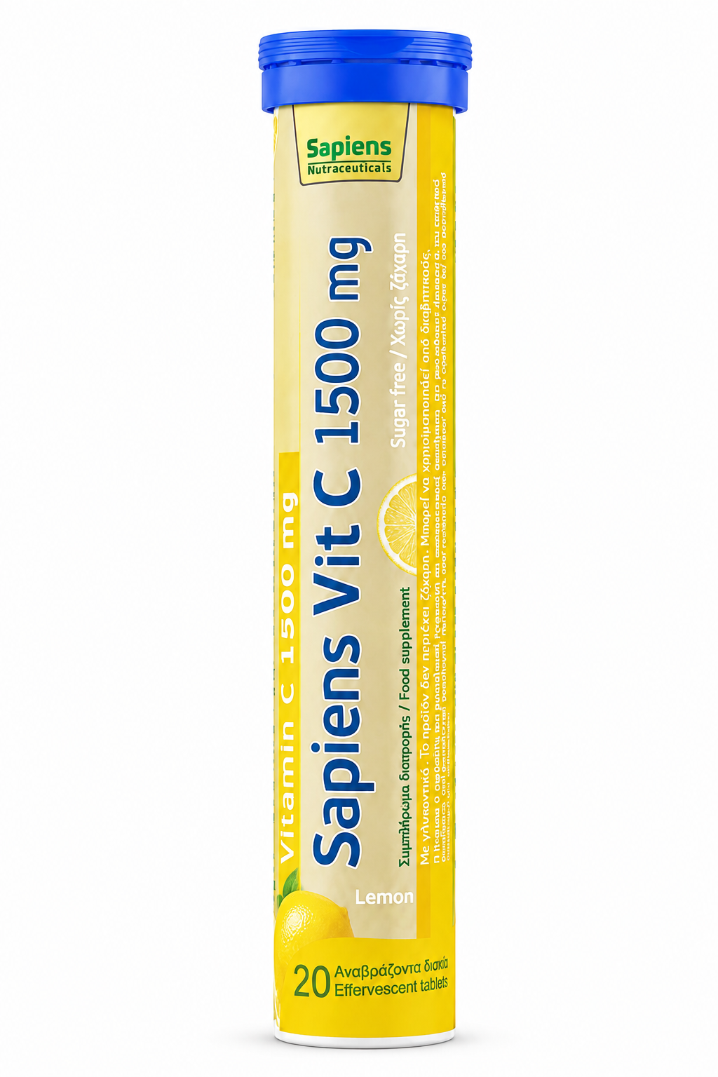 Sapiens Vitamin C 1500mg – 20 Effervescent Tablets (Lemon / Orange)