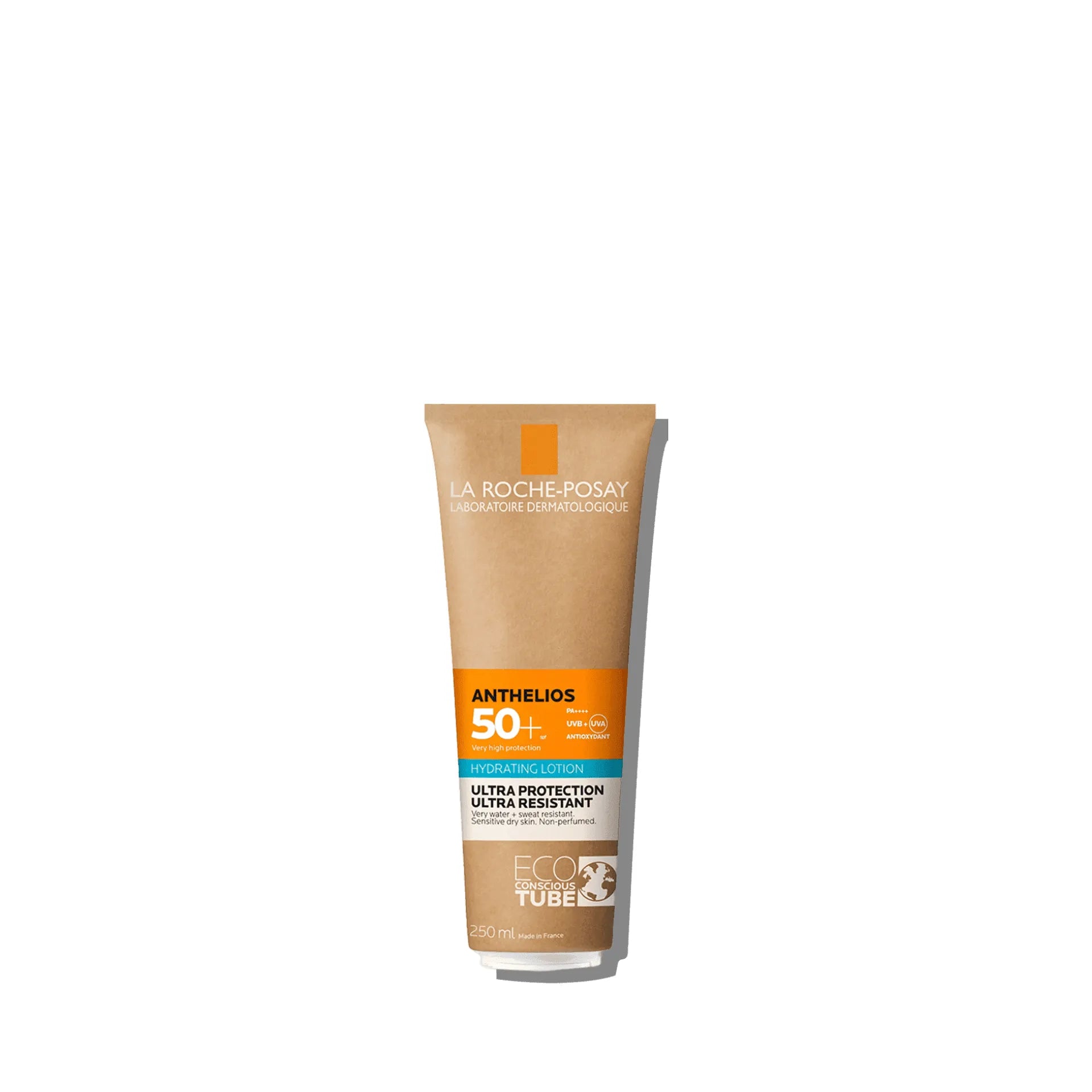 La Roche-Posay Anthelios Eco-Conscious Hydrating Lotion SPF50+, body sunscreen with eco-friendly packaging and long-lasting hydration.