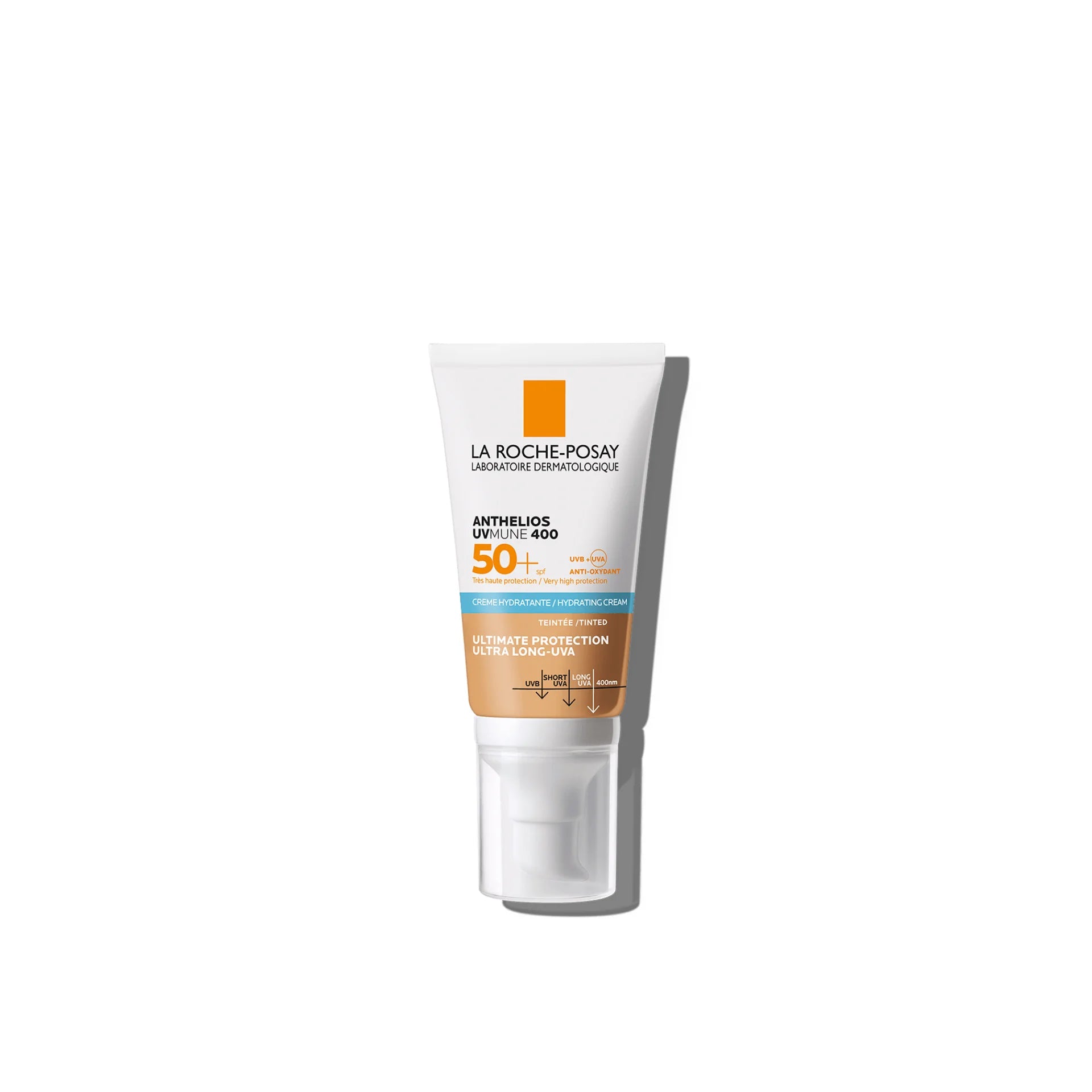 La Roche-Posay Anthelios UVMune 400 Tinted Hydrating Cream SPF 50+ for radiant, even-toned skin and effective sun protection.