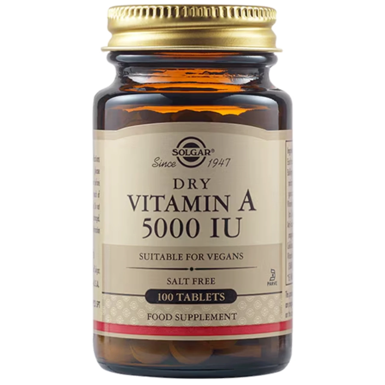 Solgar Dry Vitamin A 5000 IU - Supports vision, skin, and immune health.