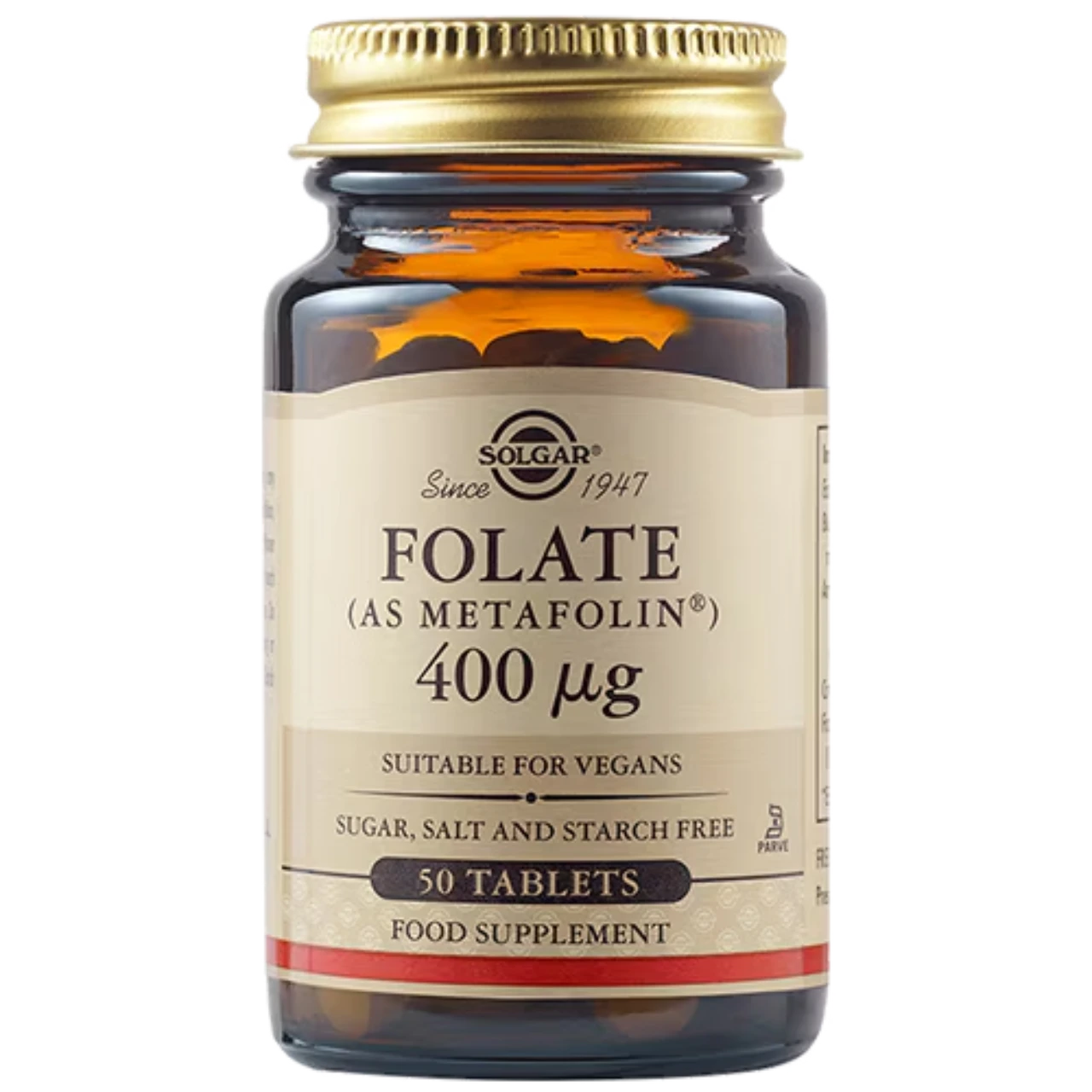 Solgar Folate 400 µg - Supports homocysteine metabolism, blood formation, and reduces fatigue.