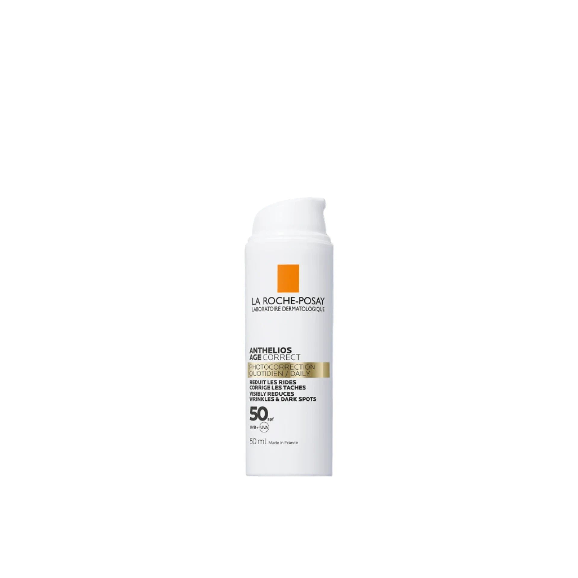 La Roche-Posay Anthelios Age Correct SPF50 Sunscreen for anti-aging and dark spot protection with high UV defense.