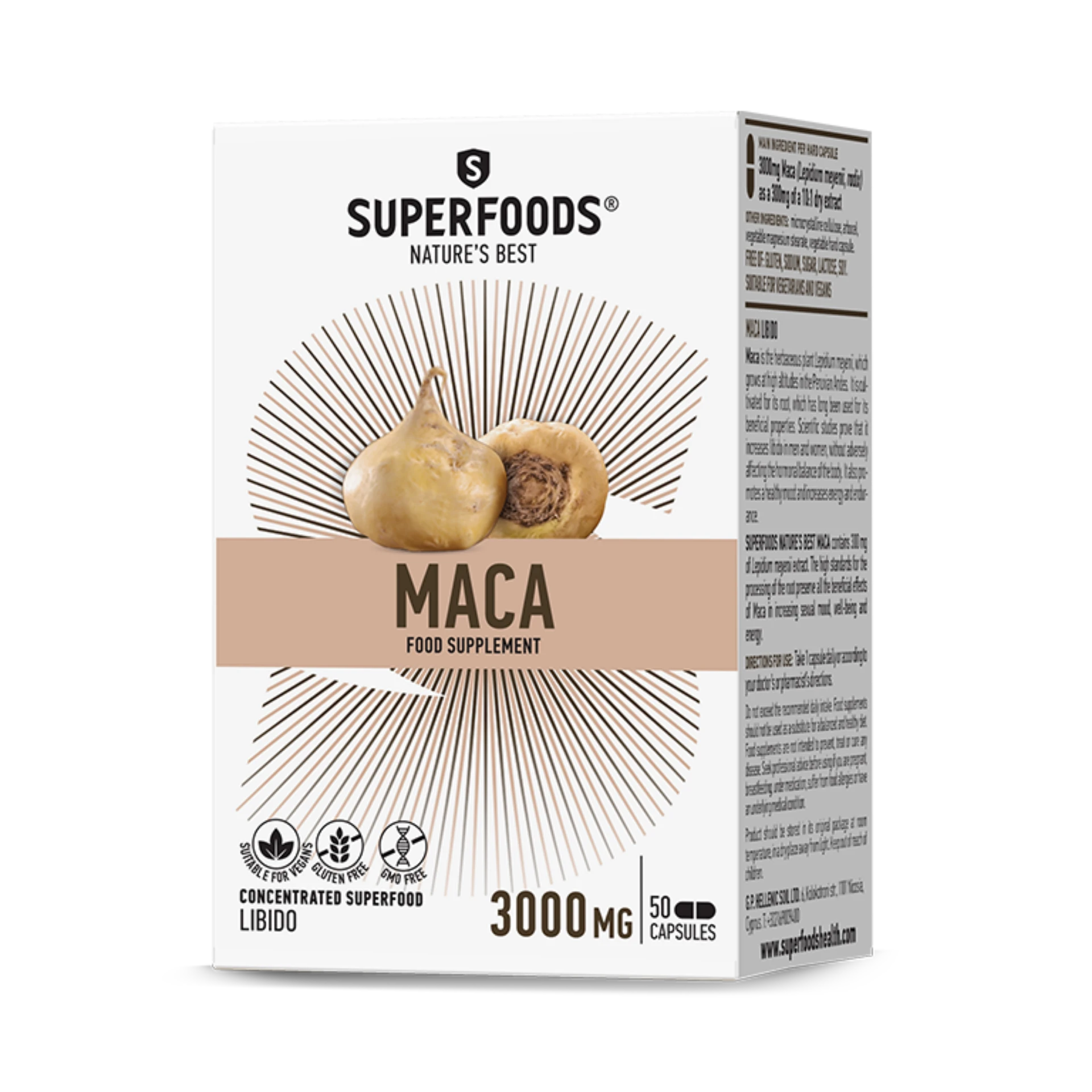 Natural Maca extract capsules for hormone balancing and increased stamina