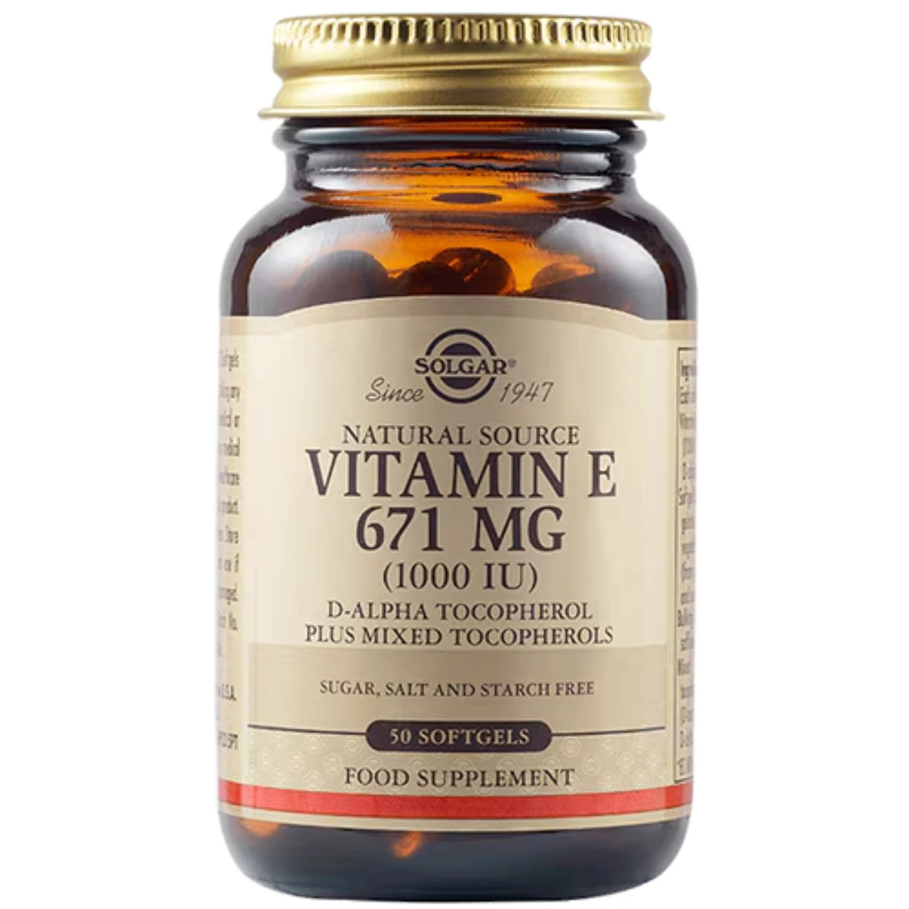 Solgar Natural Source Vitamin E 1000 IU Softgels - Promotes antioxidant protection and immune support.