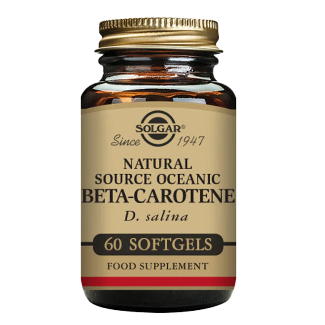 Solgar Natural Source Oceanic Beta Carotene dietary supplement for antioxidant support.