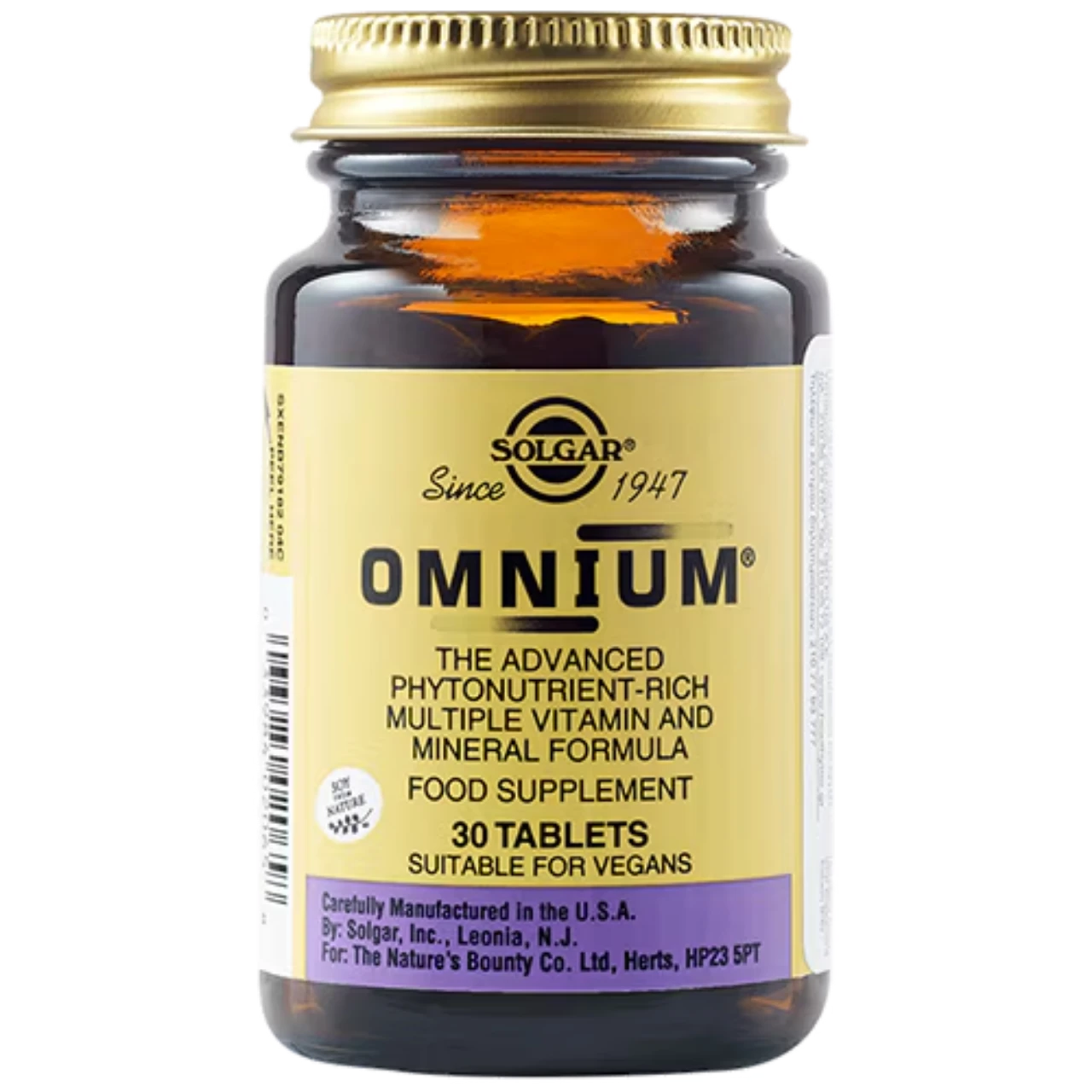 Solgar Omnium Tablets - Comprehensive multivitamin with 47 essential nutrients.