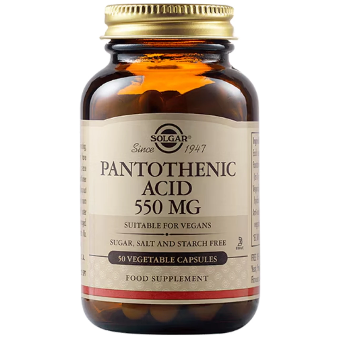 Solgar Pantothenic Acid 550 mg - Boosts energy and mental performance.