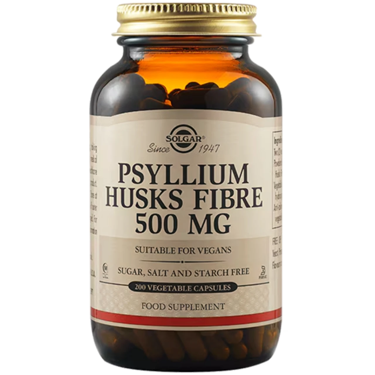 Solgar Psyllium Husks Fibre 500 mg - Promotes digestive health and regularity.