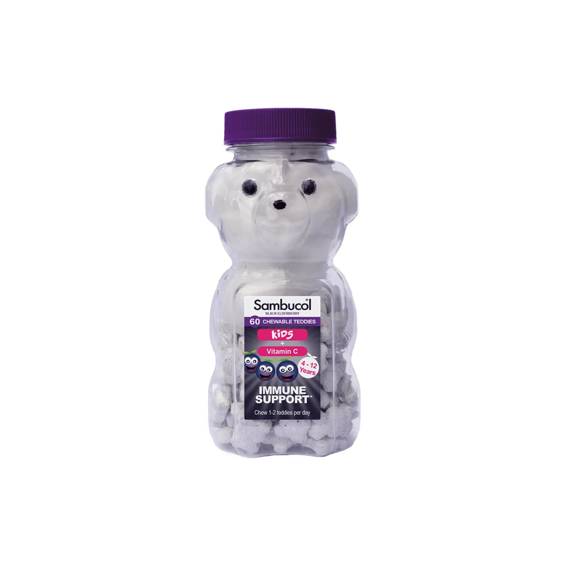 Sambucol Kids Teddies for children's immune support with black elderberry.