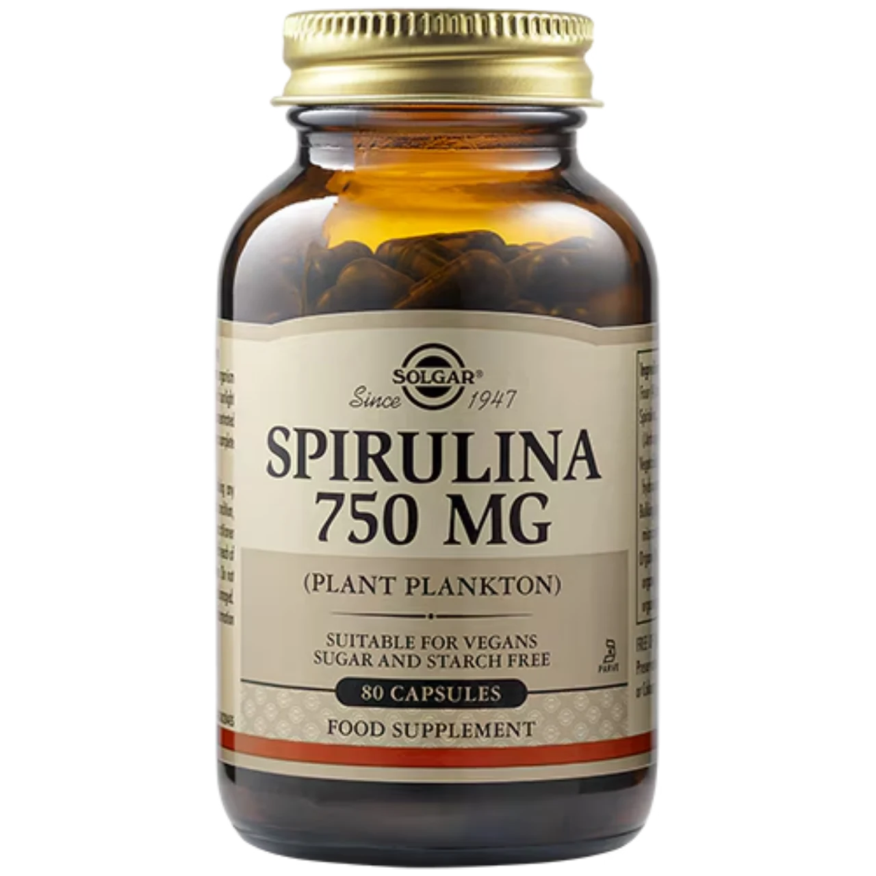 Solgar Spirulina 750 mg - Nutrient-rich superfood for energy and immune support.