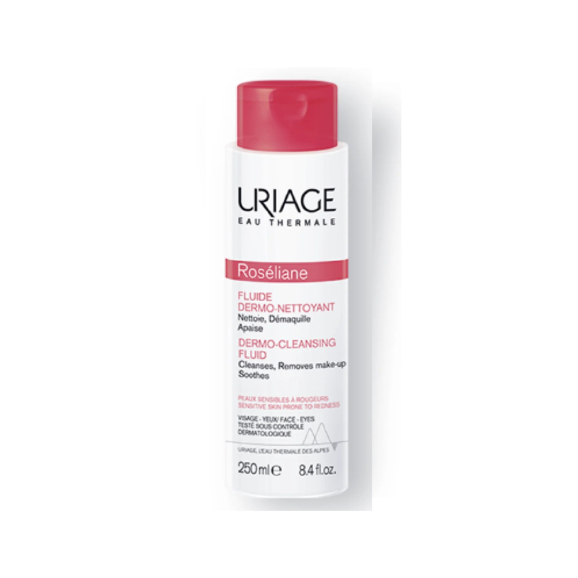 Uriage Roseliane Dermo-Cleansing Fluid for sensitive and redness-prone skin.