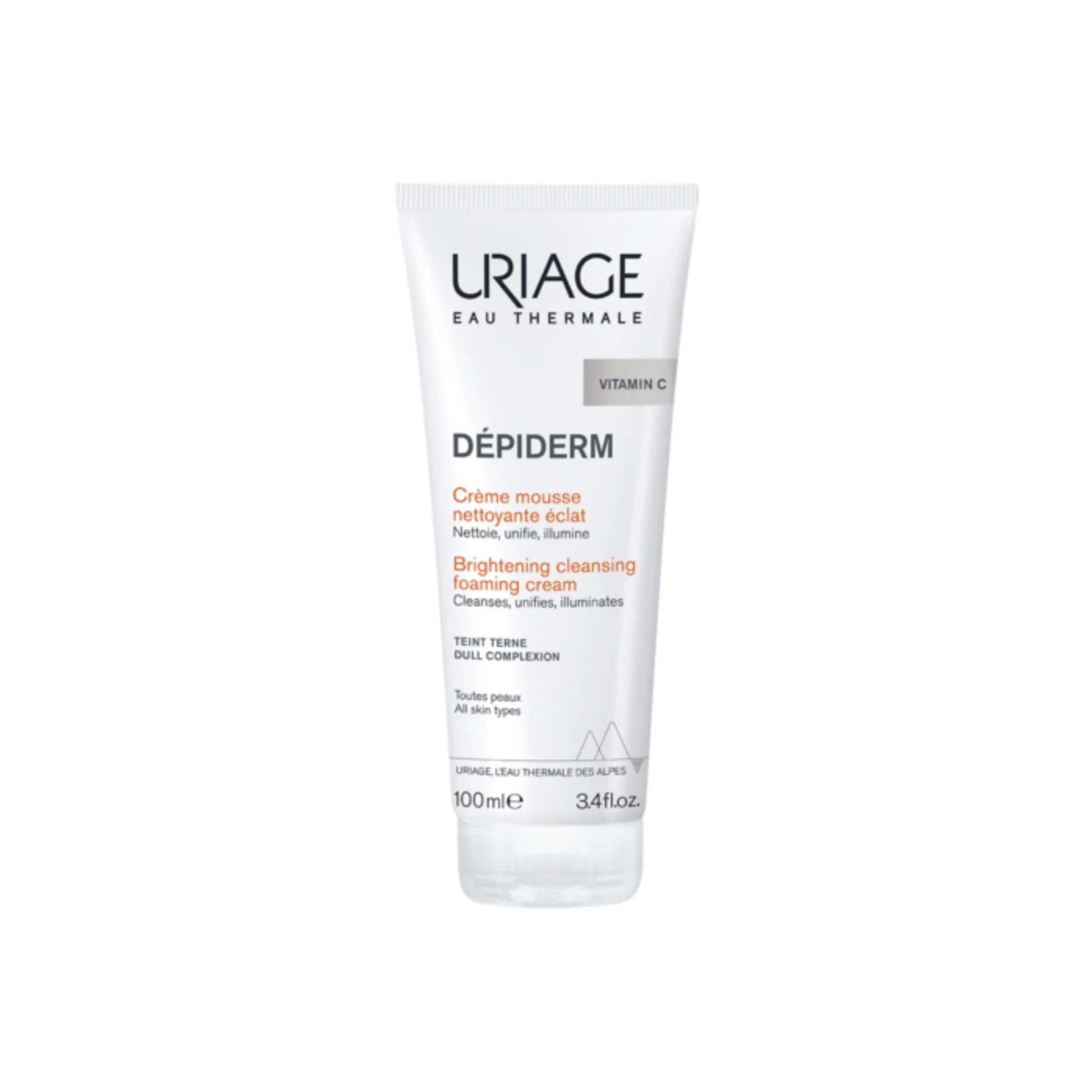 Uriage Depiderm Brightening Cleansing Foaming Cream for radiant, even-toned skin.