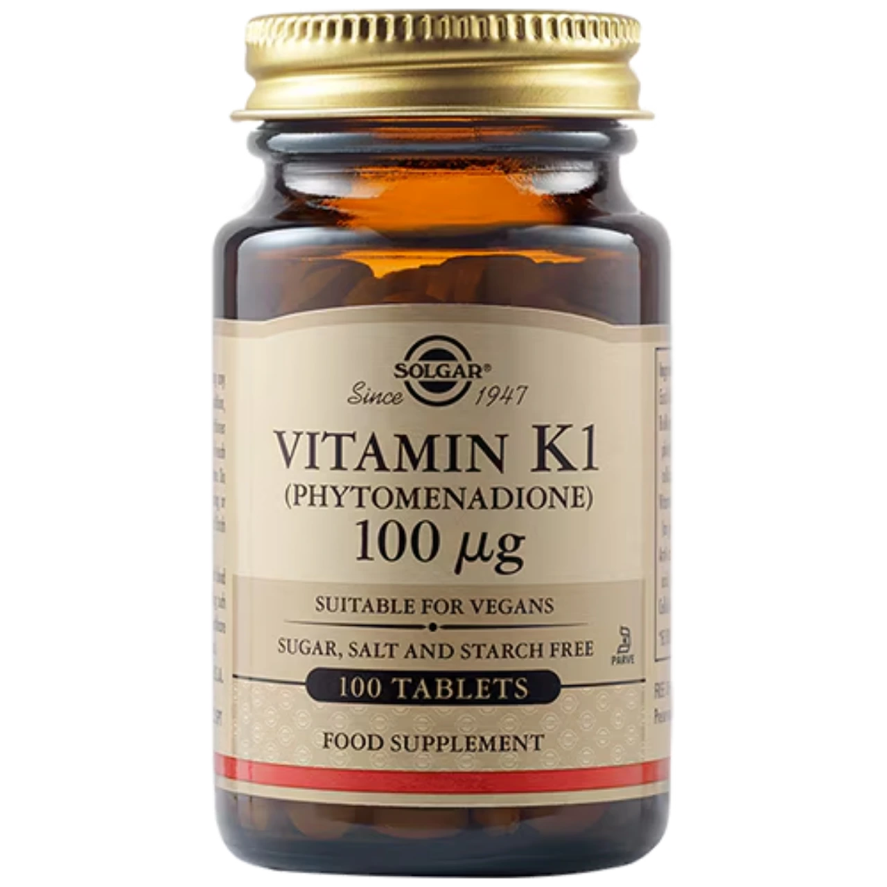 Solgar Vitamin K1 100 mcg Tablets - Promotes blood clotting and bone health.