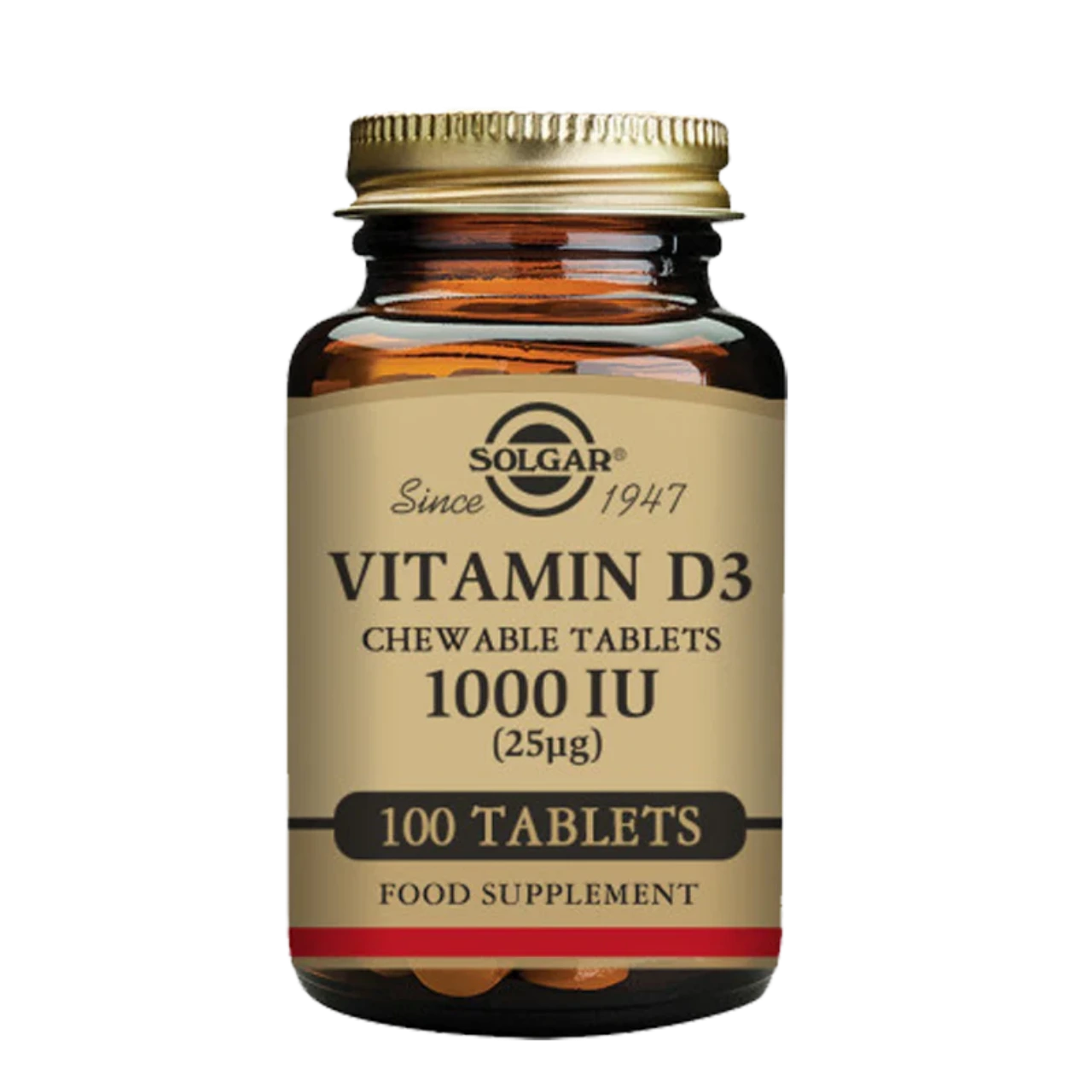 Solgar Vitamin D3 1000 IU Chewable Tablets - Enhances bone health and immune function.