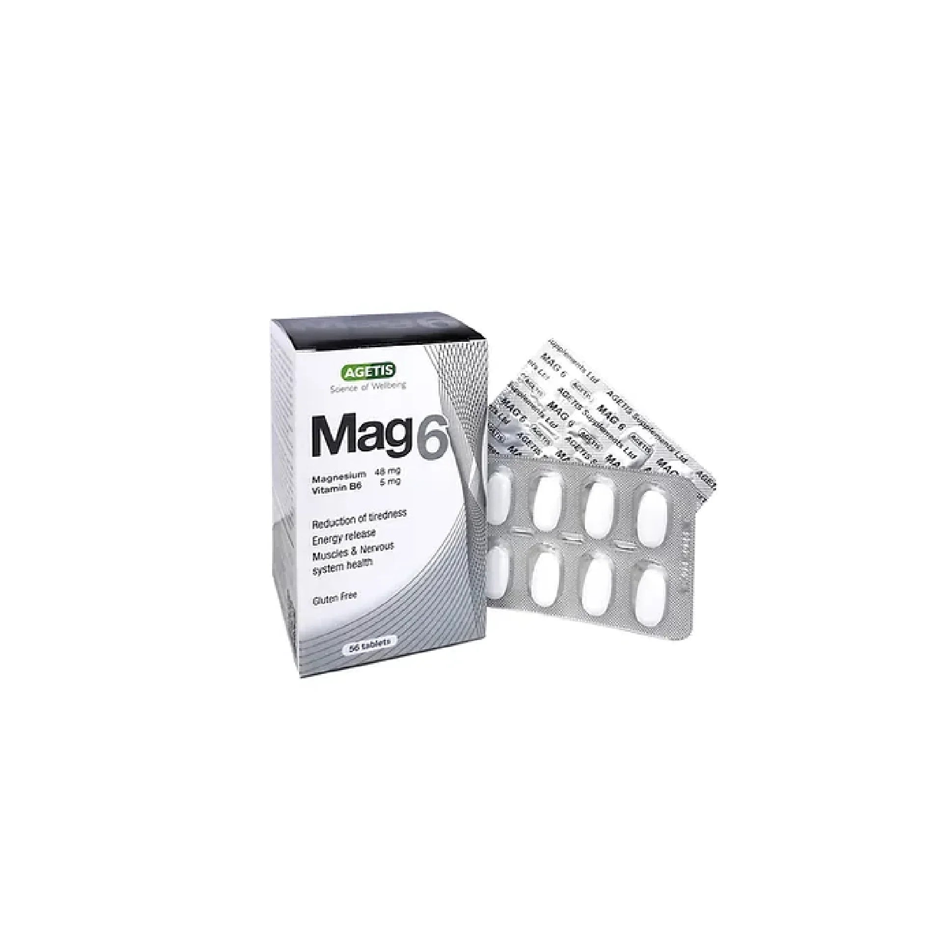 Mag6 Magnesium & Vitamin B6 Tablets for Energy & Health.