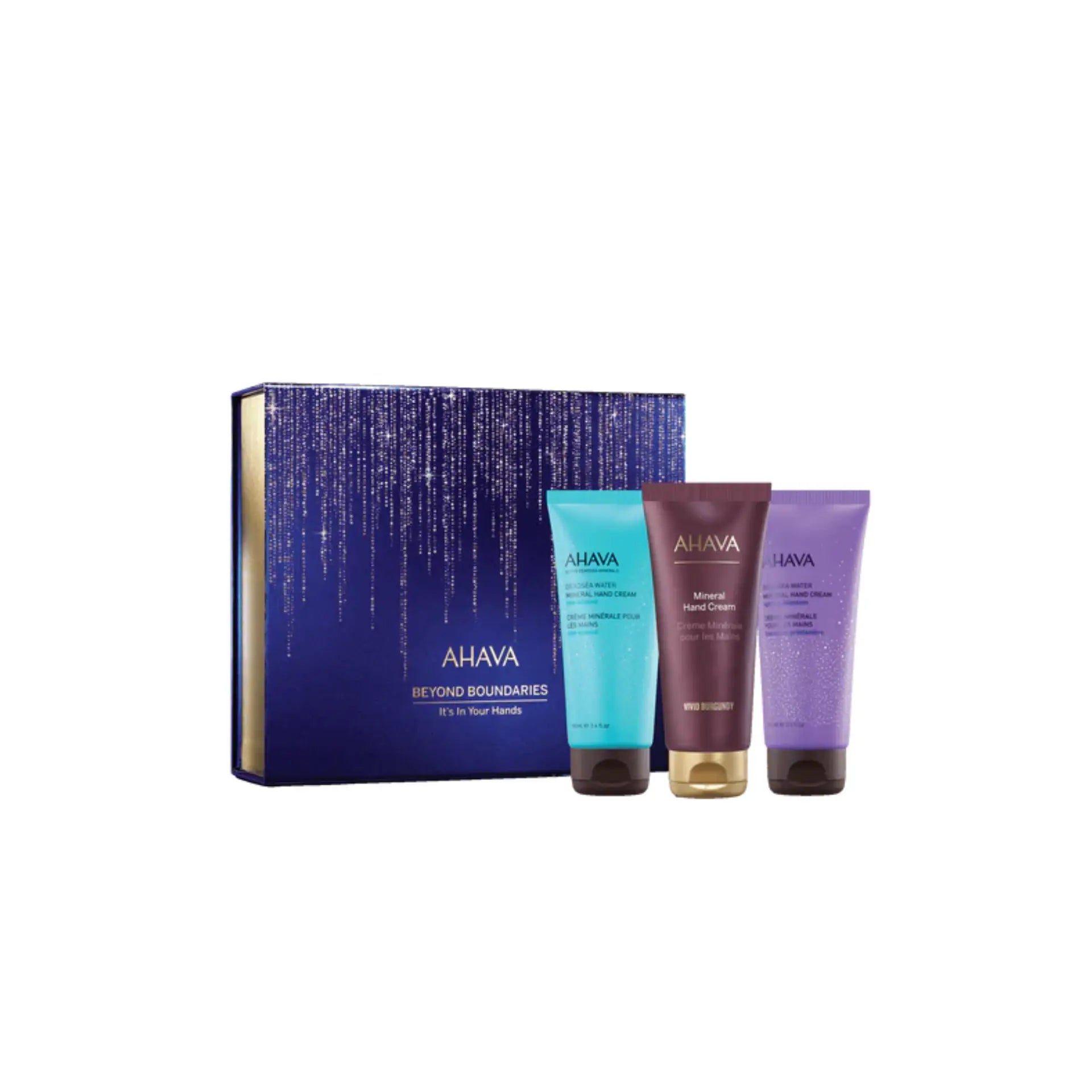 It’s in Your Hands Gift Set featuring three moisturizing hand creams with nourishing textures and vibrant scents.