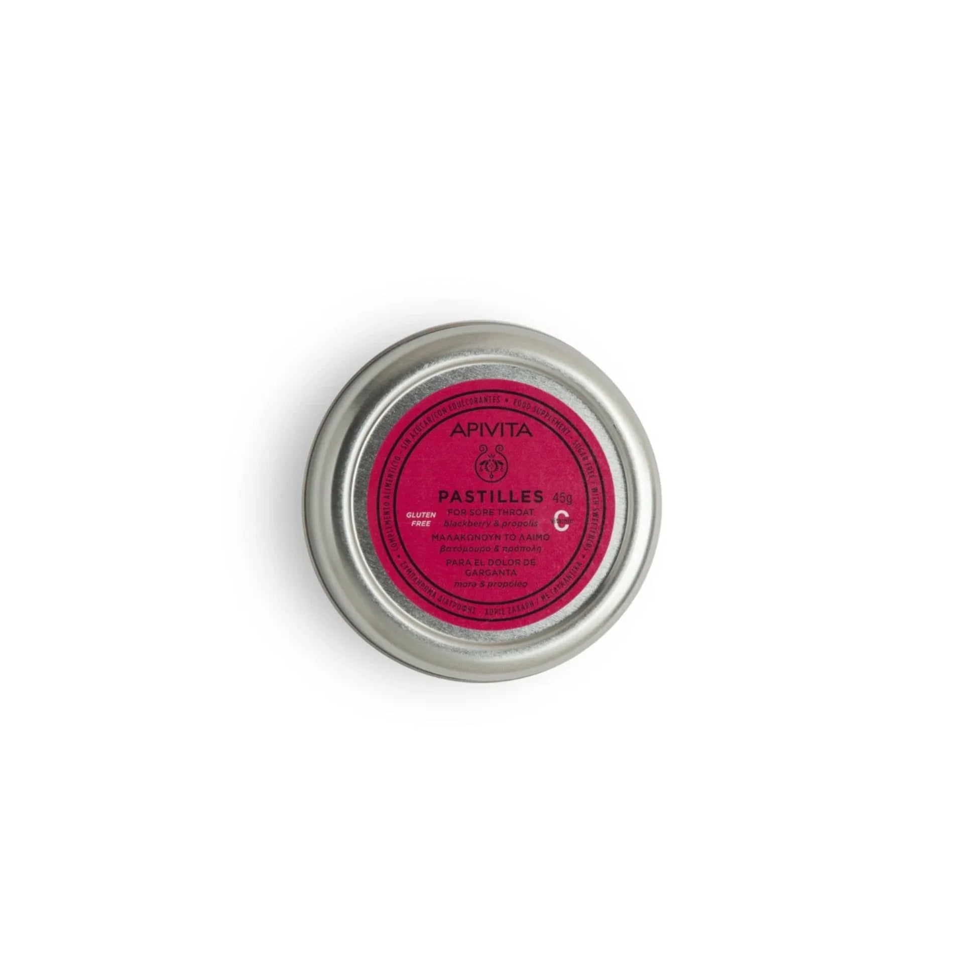 Apivita Pastilles for Sore Throat – Soothing blackberry and propolis throat relief.