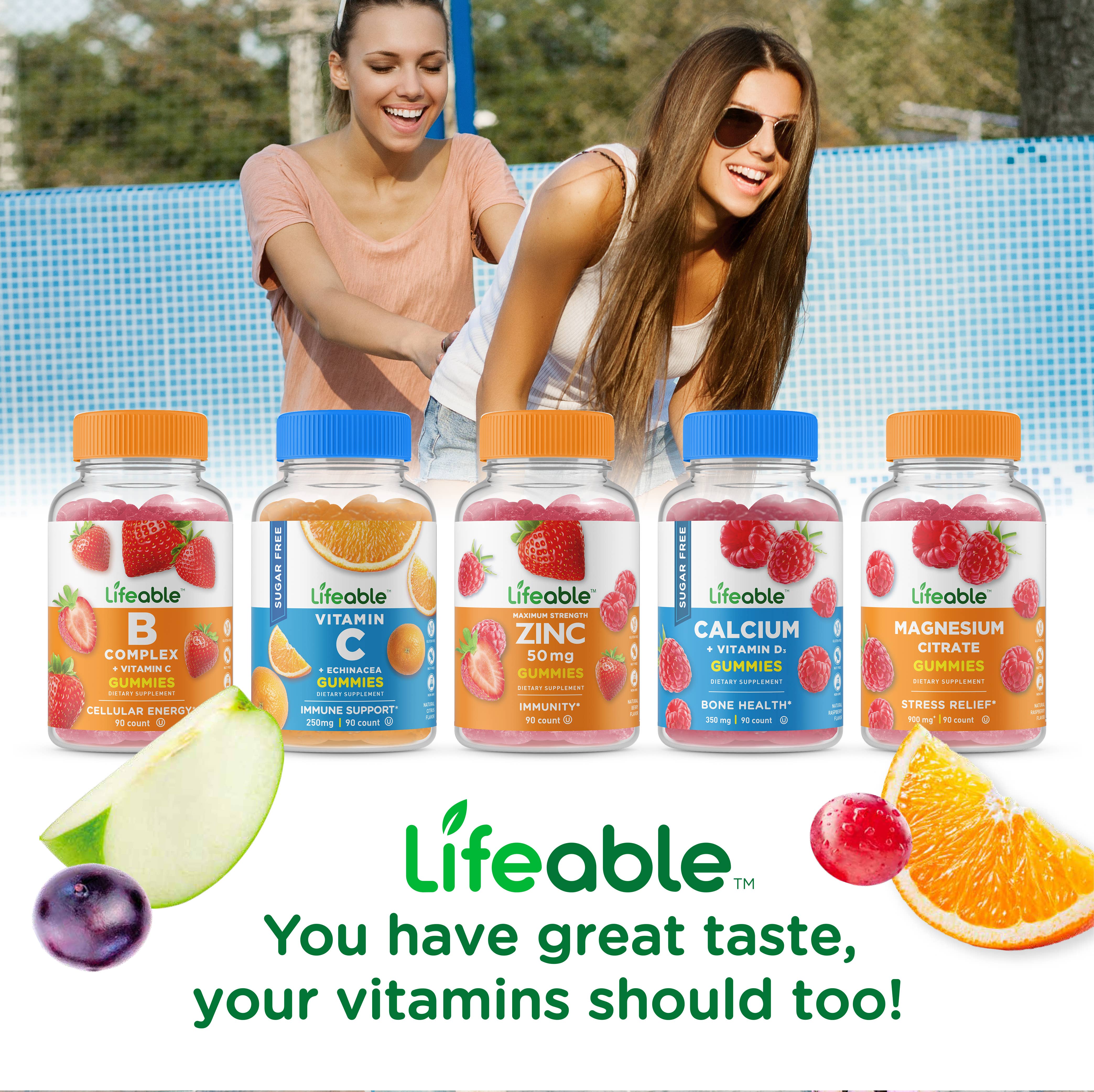 Lifeable Sugar Free Vitamin D 5,000 IU Gummies, Bone Health: Berry Flavor / 60 Gummies