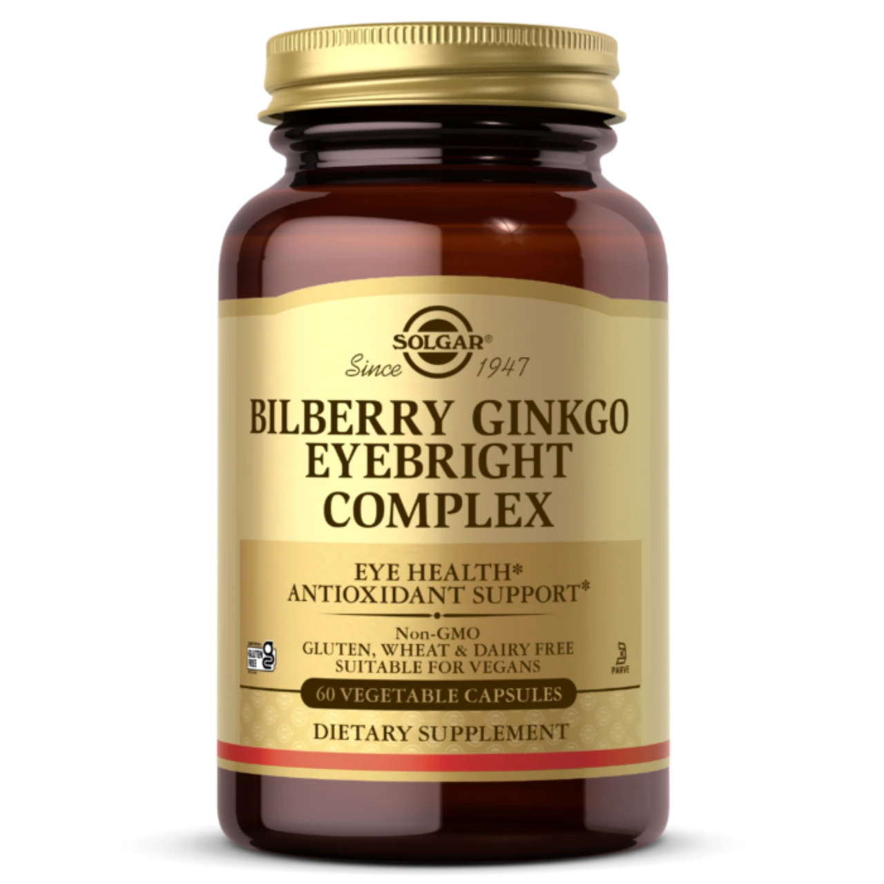 Solgar Bilberry Ginkgo Eyebright Complex Bottle for eye health support.