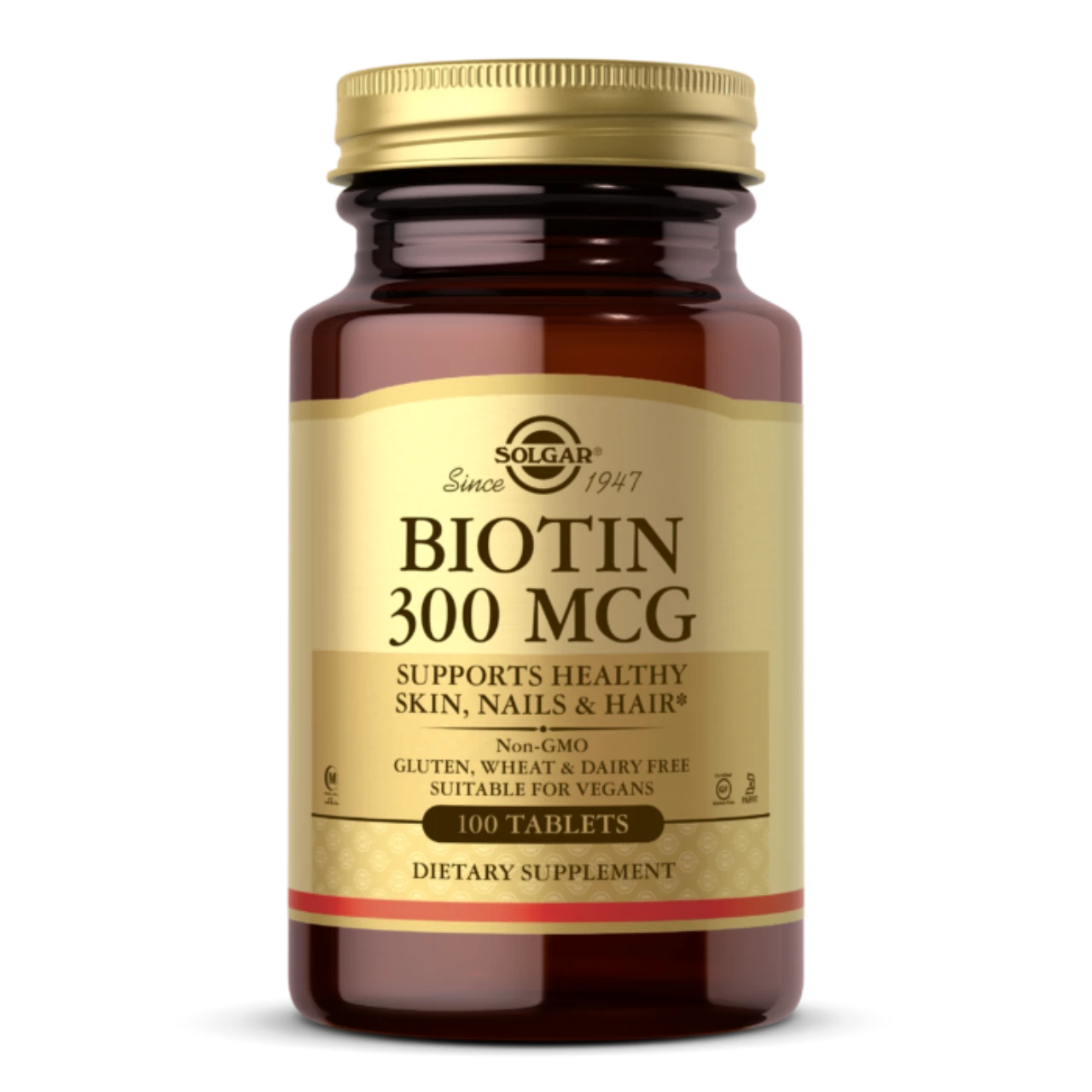 Solgar Biotin 300 mcg Bottle for Healthy Skin, Nails & Hair