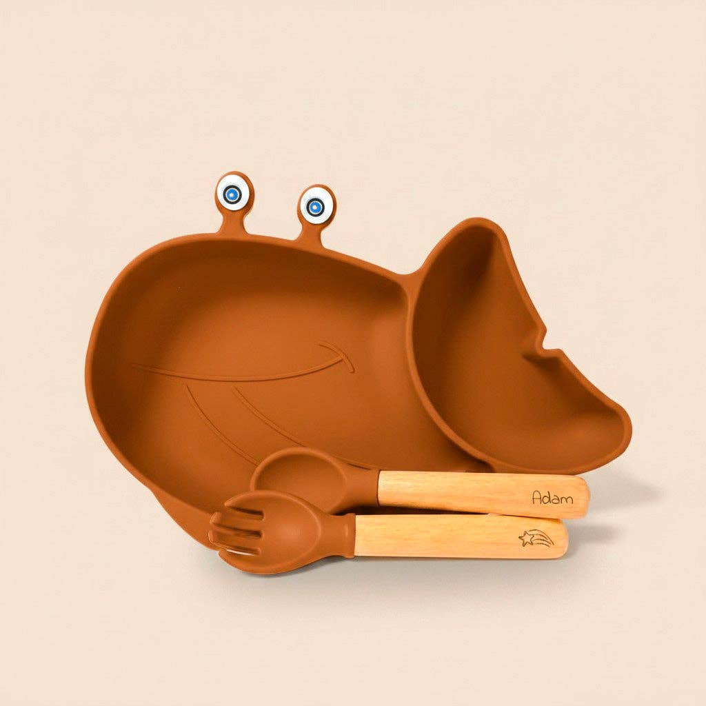 Whale shaped meal + cutlery set for children: Pink