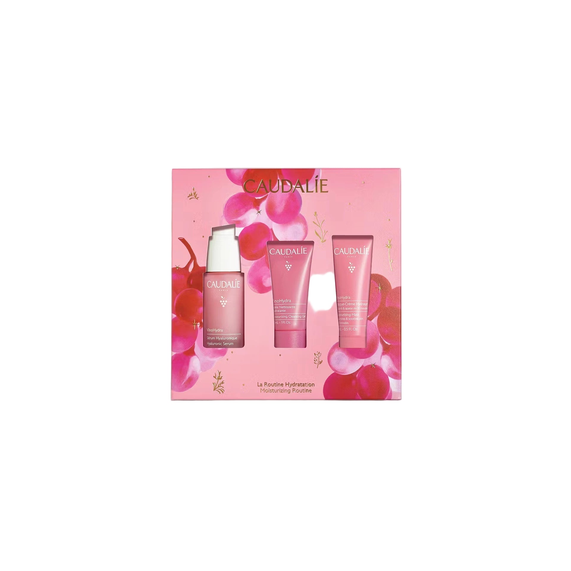 Caudalie VinoHydra Moisturizing Routine Gift Set with serum, cleansing gel and moisturizing mask