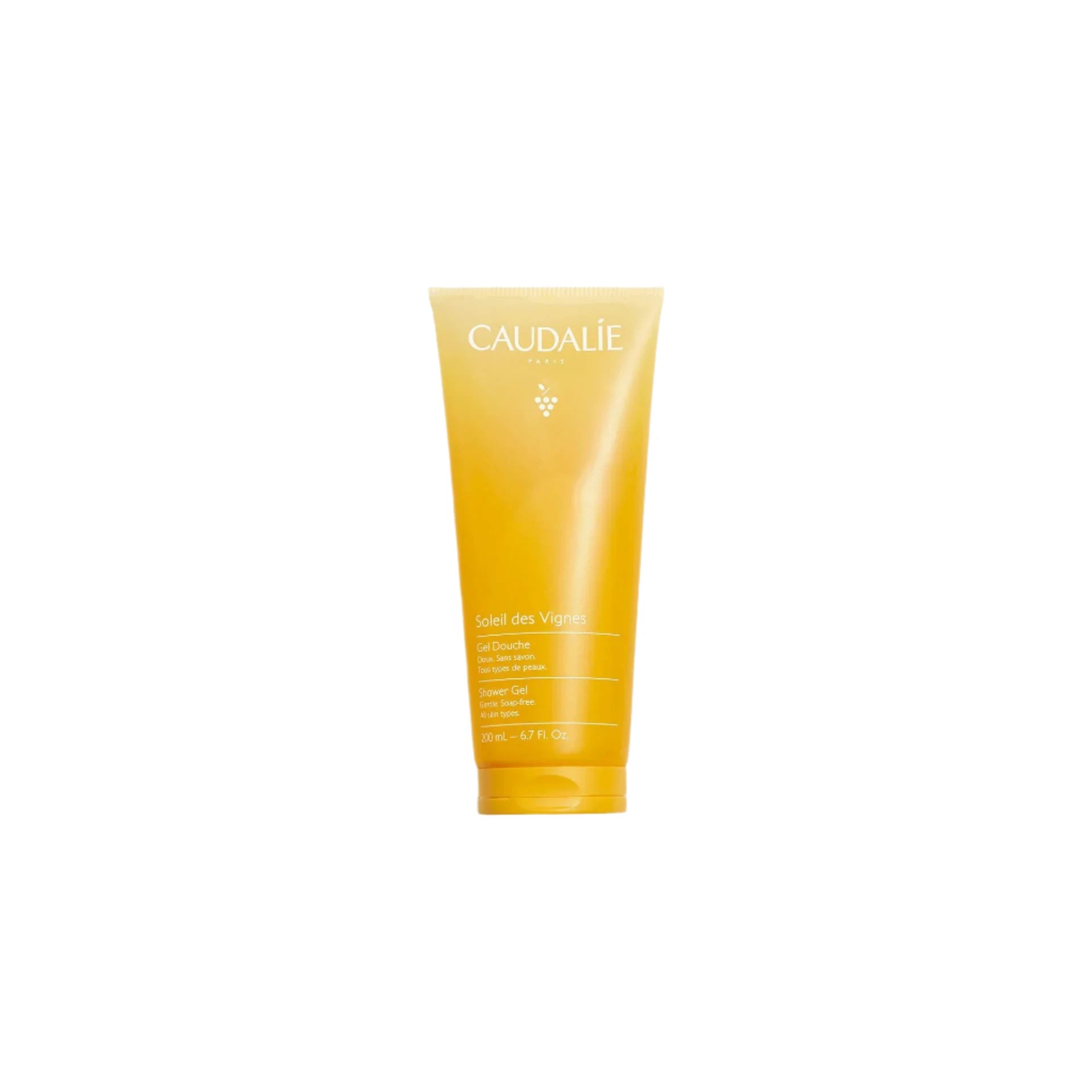 Caudalie Shower Gel Soleil des Vignes, soap-free cleansing gel with orange blossom, jasmine, and coconut scent, 200ml.