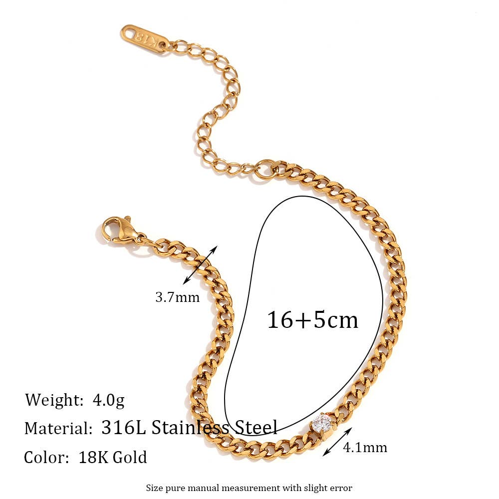 Multi Style 18K Gold Plated Steel Chain Bracelets - FGS: F