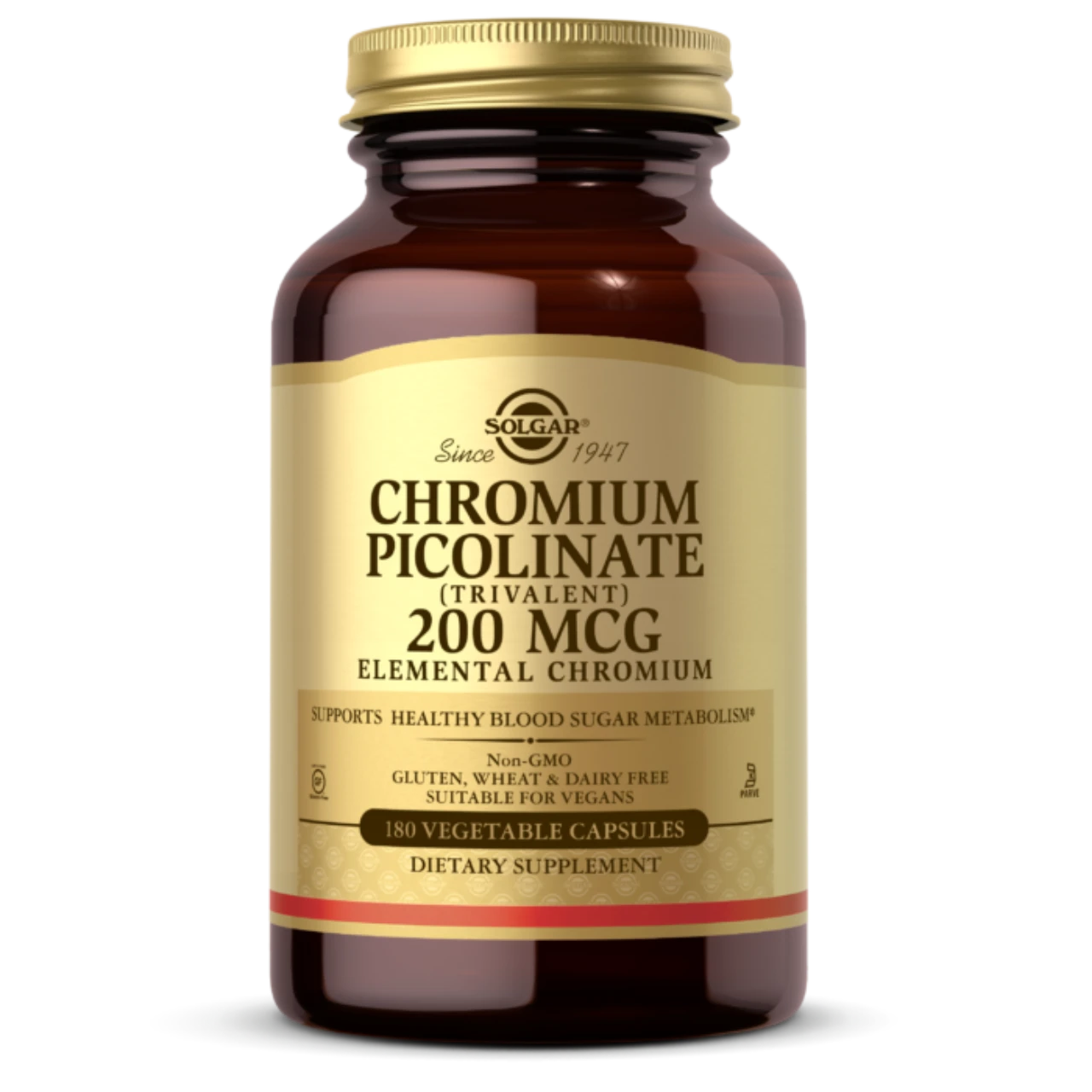 Solgar Chromium Picolinate 100 mcg bottle with dietary supplement tablets