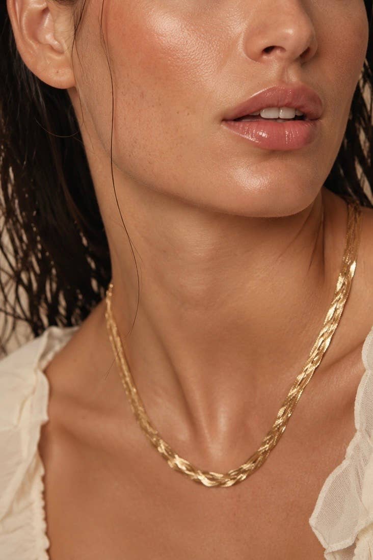 Stainless steel chain necklace 224AQ336: Gold / 100% Stainless steel