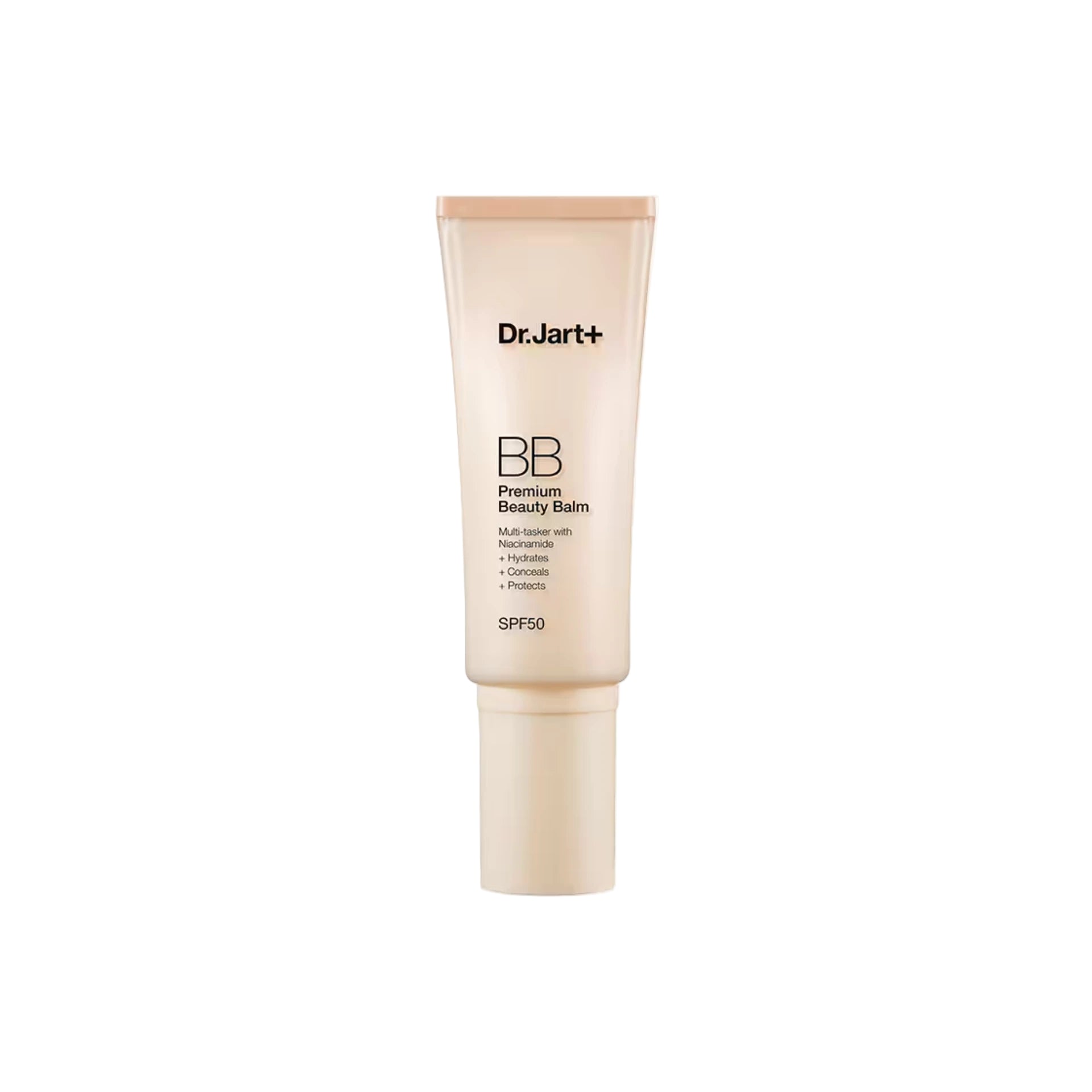 Dr. Jart+ Premium BB Beauty Balm SPF 50 – multitasking BB cream with skincare, makeup, and sun protection.
