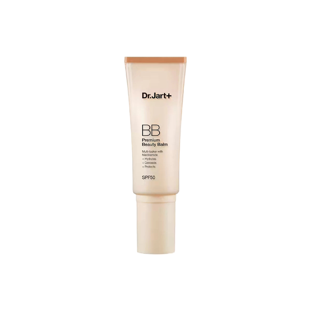 Dr. Jart+ Premium BB Beauty Balm SPF 50 – multitasking BB cream with skincare, makeup, and sun protection.