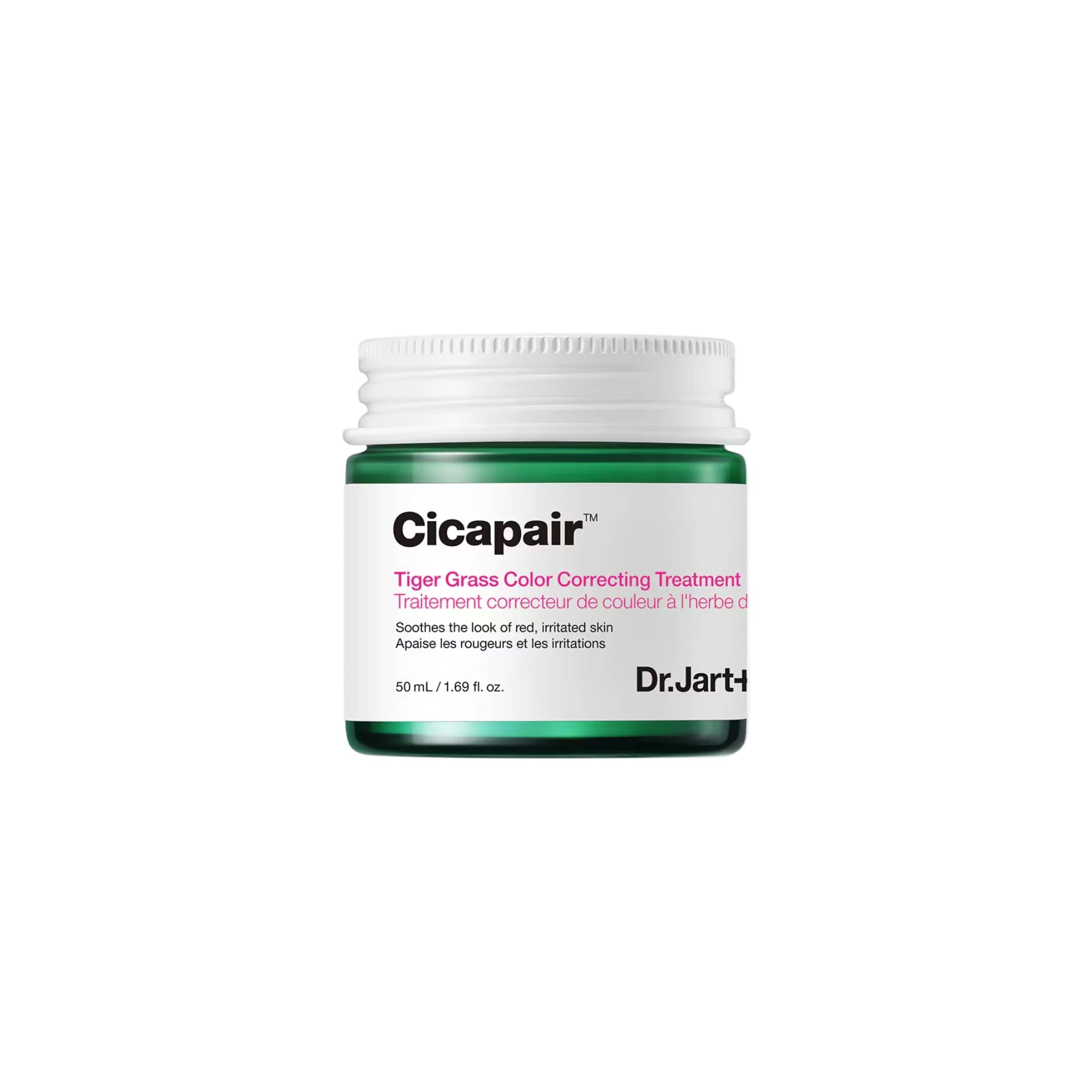 Dr. Jart+ Cicapair™ Tiger Grass Colour Correcting Treatment – Green-to-beige redness neutralizing cream with Tiger Grass, Niacinamide, and Green Repair Solution™.