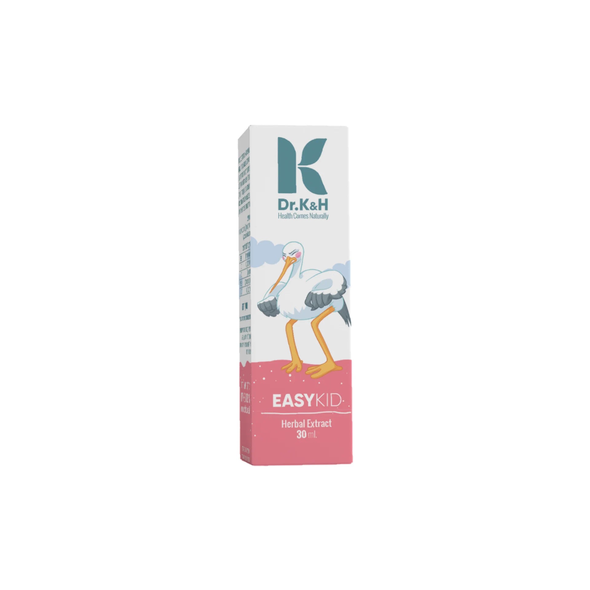 Dr. K&H EasyKid digestive support drops for children, with natural ingredients to ease constipation.