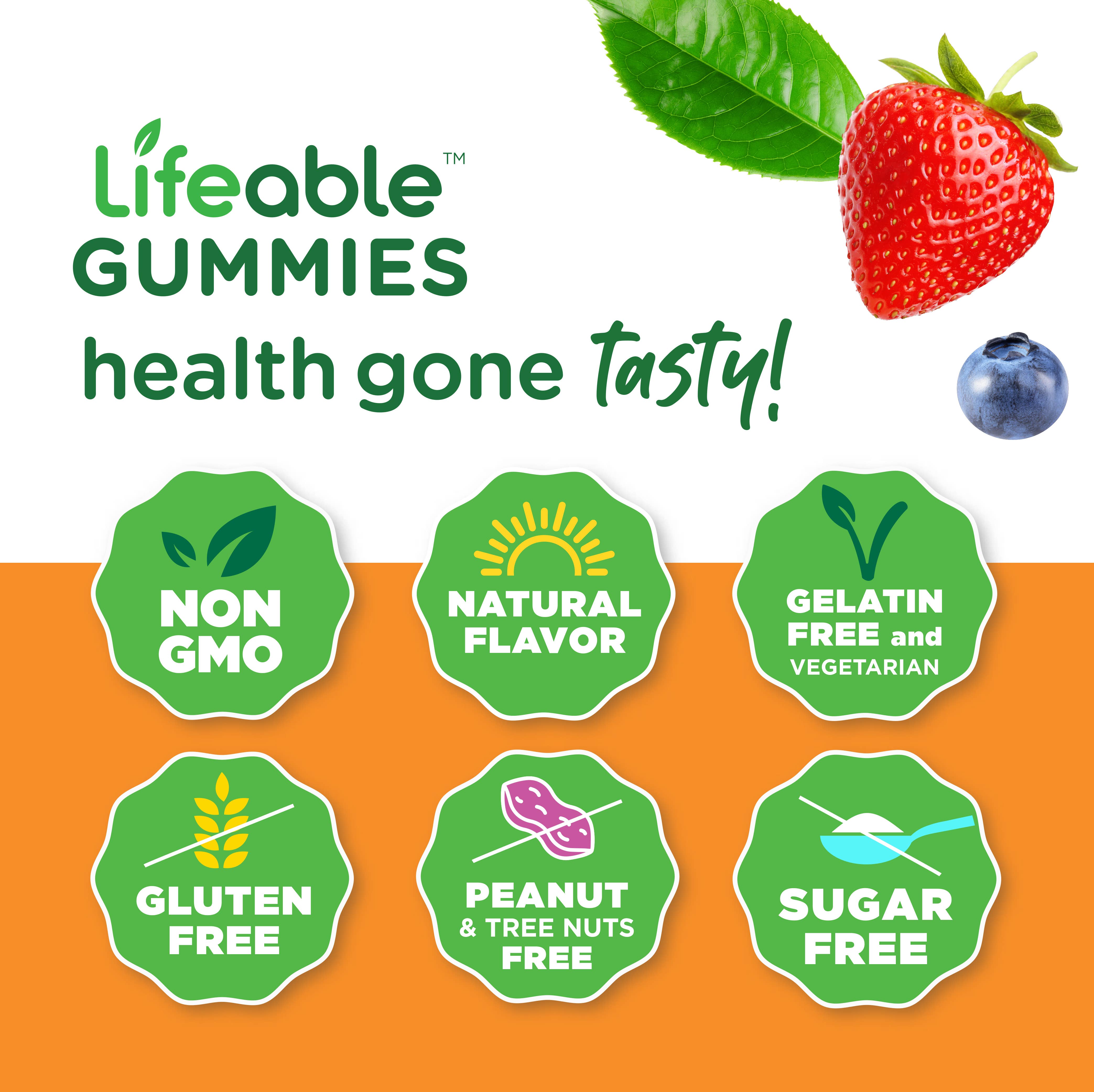Lifeable Sugar Free B Complex + Vitamin C for Kids Gummies: Strawberry Flavor / 60 Gummies