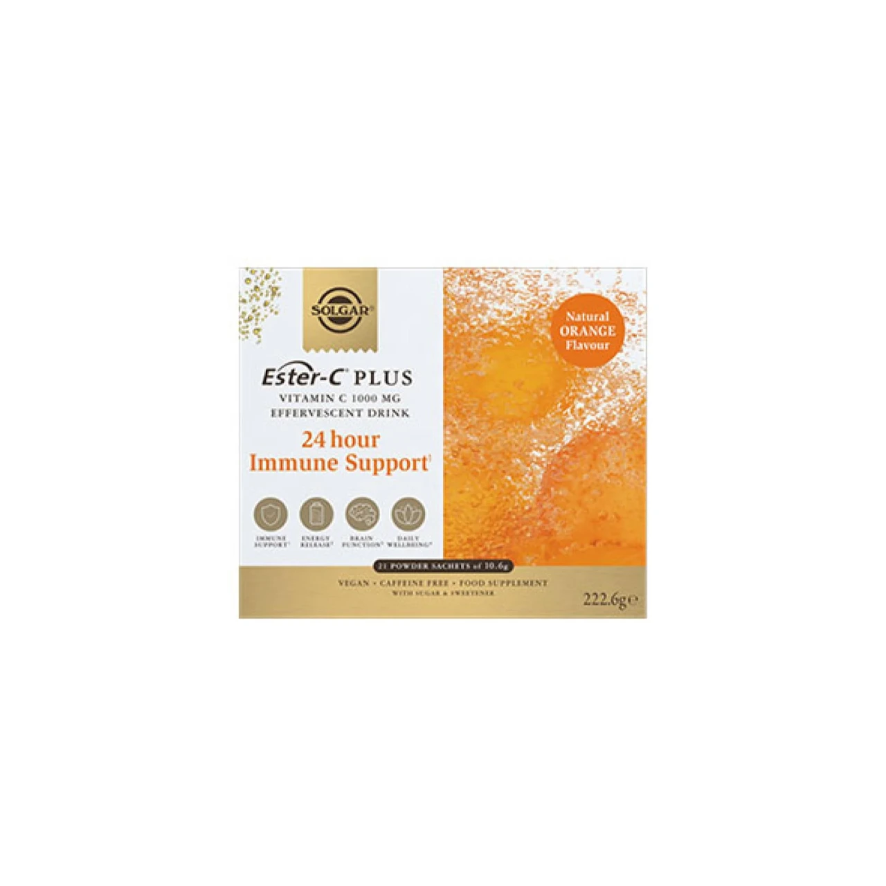 Solgar Ester-C Plus Effervescent Drink - Immune support and energy boost with Ester-C, B-vitamins, and zinc.